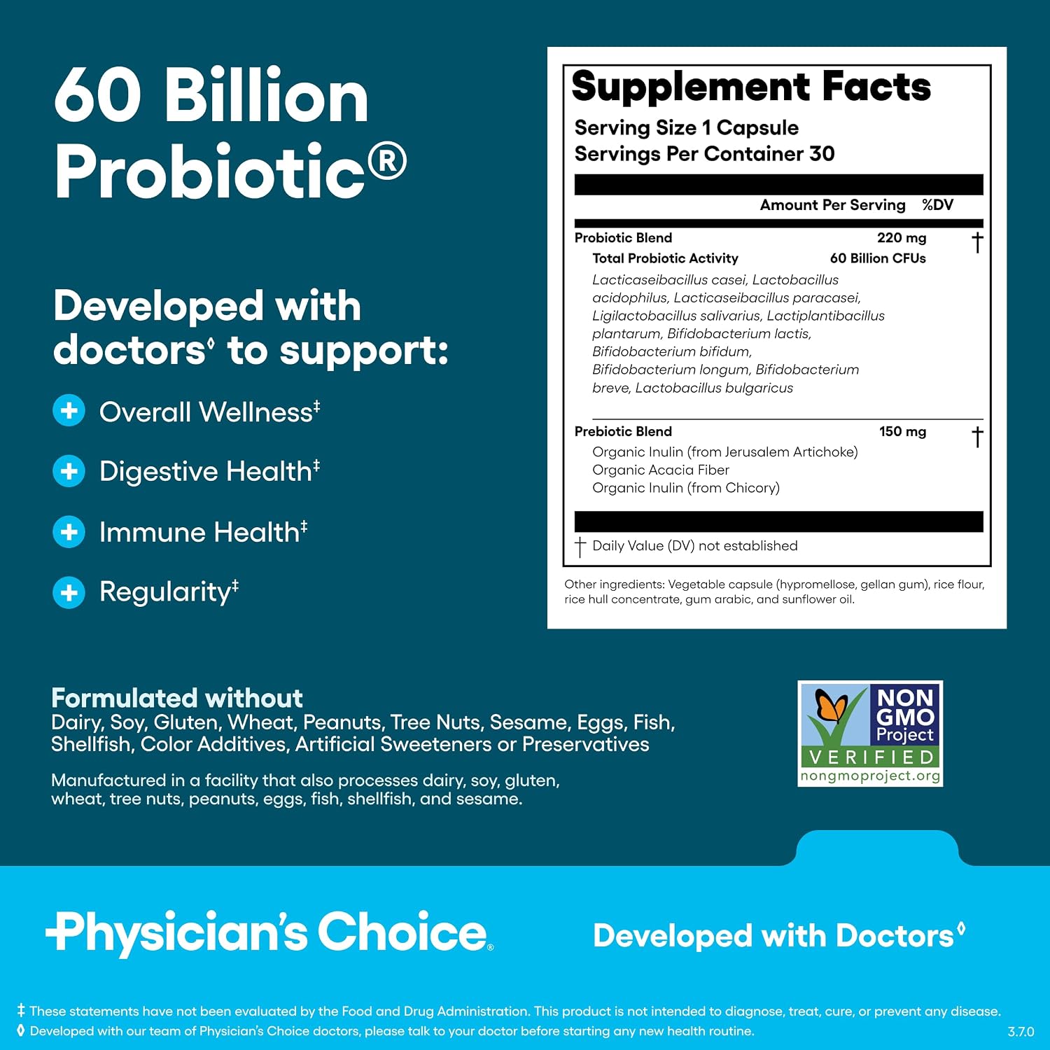 Physician's CHOICE Gut Value Bundle: 60 Billion Probiotic 30ct + Bloat & Gas Probiotic 30ct + Digestive Enzymes 90ct
