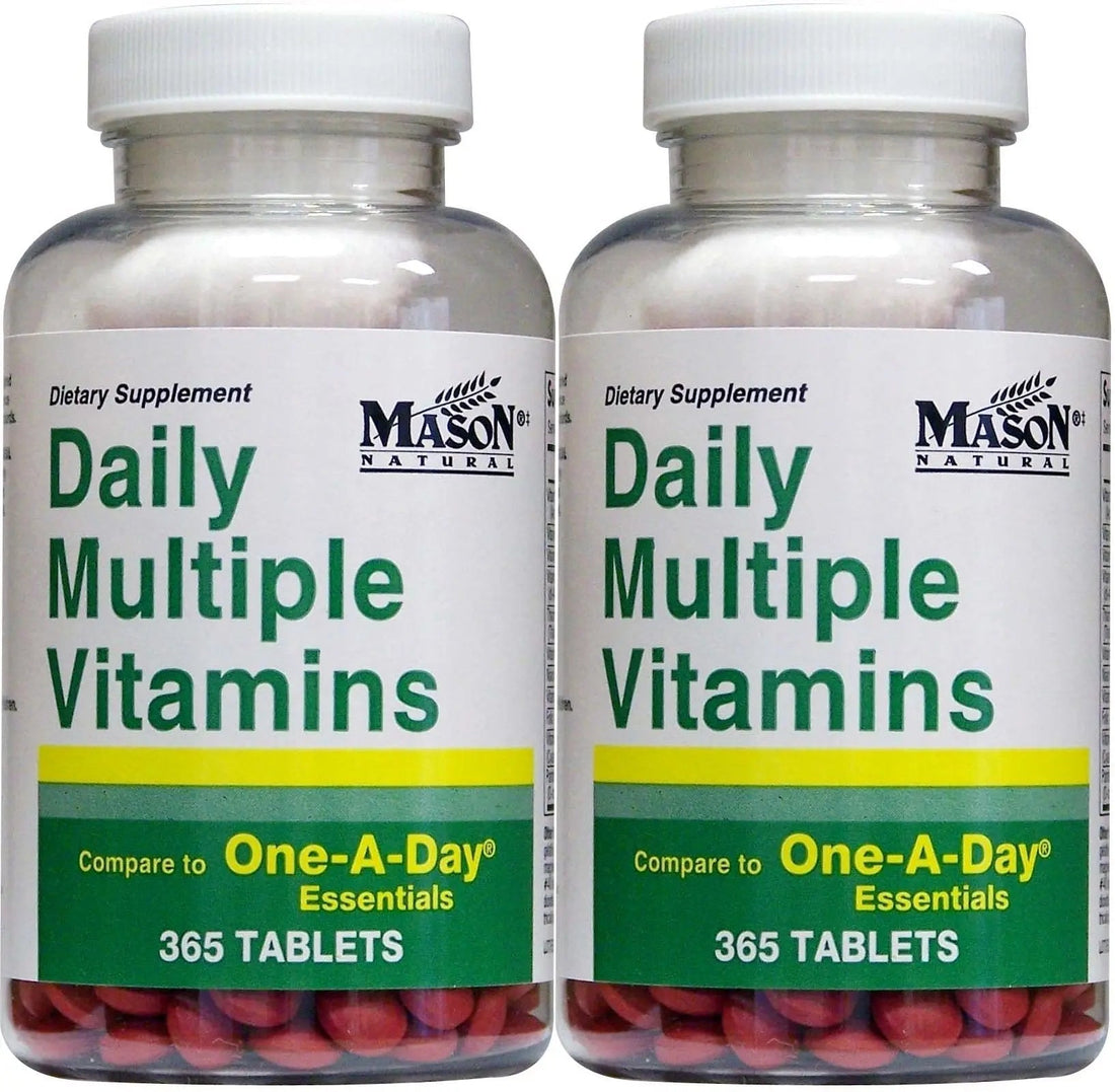 Daily Multiple Vitamins Compare to One A Day Essentials Multivitamin Multimineral Supplement 365 Tablets per Bottle Pack of 2 Total 730 Tablets MASON NATURAL