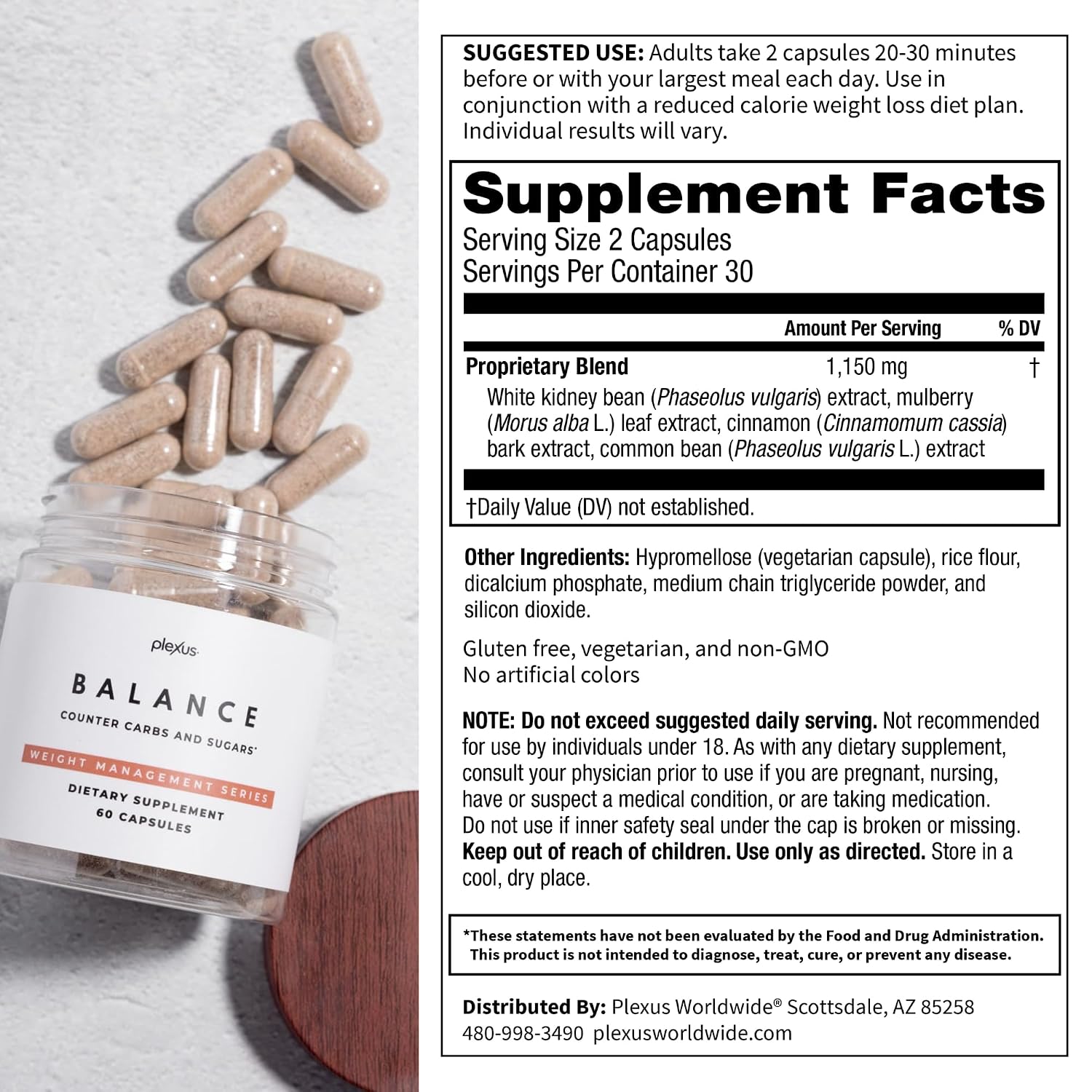 Plexus Balance | Supports carbohydrate metabolism & gradual digestion. White kidney bean & mulberry leaf extract. Gluten free, non-GMO