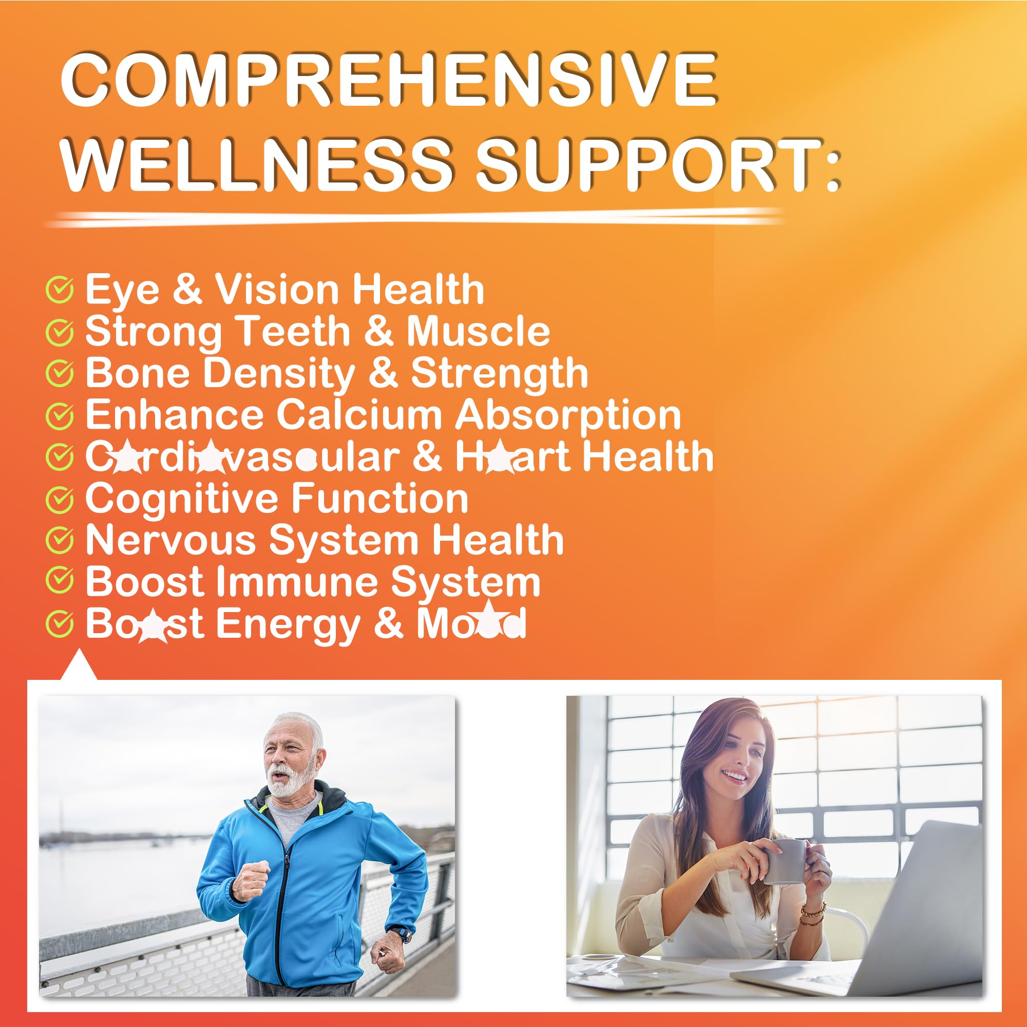 Sugar-Free ADK+Vitamin B12 Gummies - Vitamin D3 K2 10,000IU/ 5000IU, B12 5000mcg 2500mcg, K2 (MK-7) 240mcg, Multivitamin Adults-Vitamin A,Vegan Vitamin D,Methyl B12,C,Zinc-Eye,Bone,Energy,Nerve,Immune