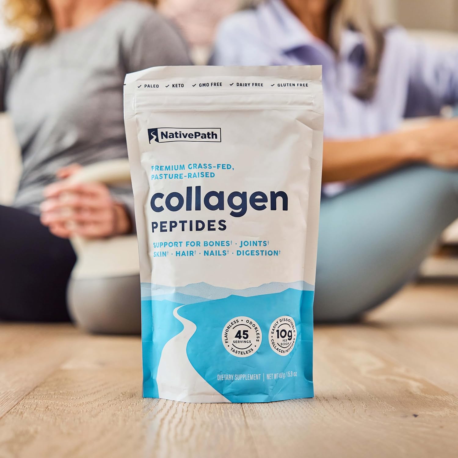 NativePath Collagen Peptides, Grass-Fed Type 1 & 3, 45 Servings | 10g Hydrolyzed Per Scoop, Supports Hair, Skin, Nails & Joints, Unflavored, Women & Men, Keto & Paleo
