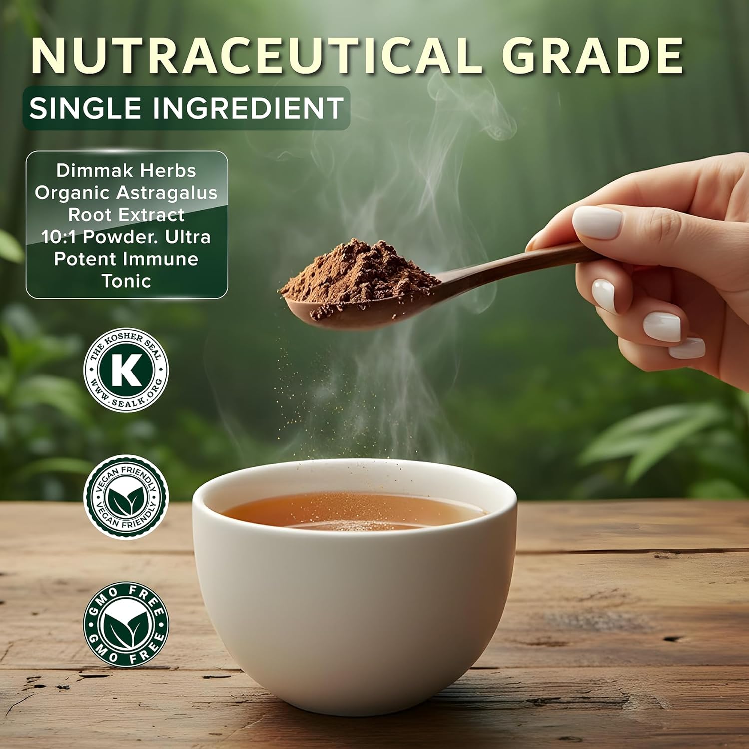 Organic Astragalus Root Extract 10:1 Powder (Ultra Potent Immune Tonic)- TCM Doctor Sourced Huang Qi for Vitality, Telomere Support & Jing- No Cooking Needed, Instant Tea (4oz)