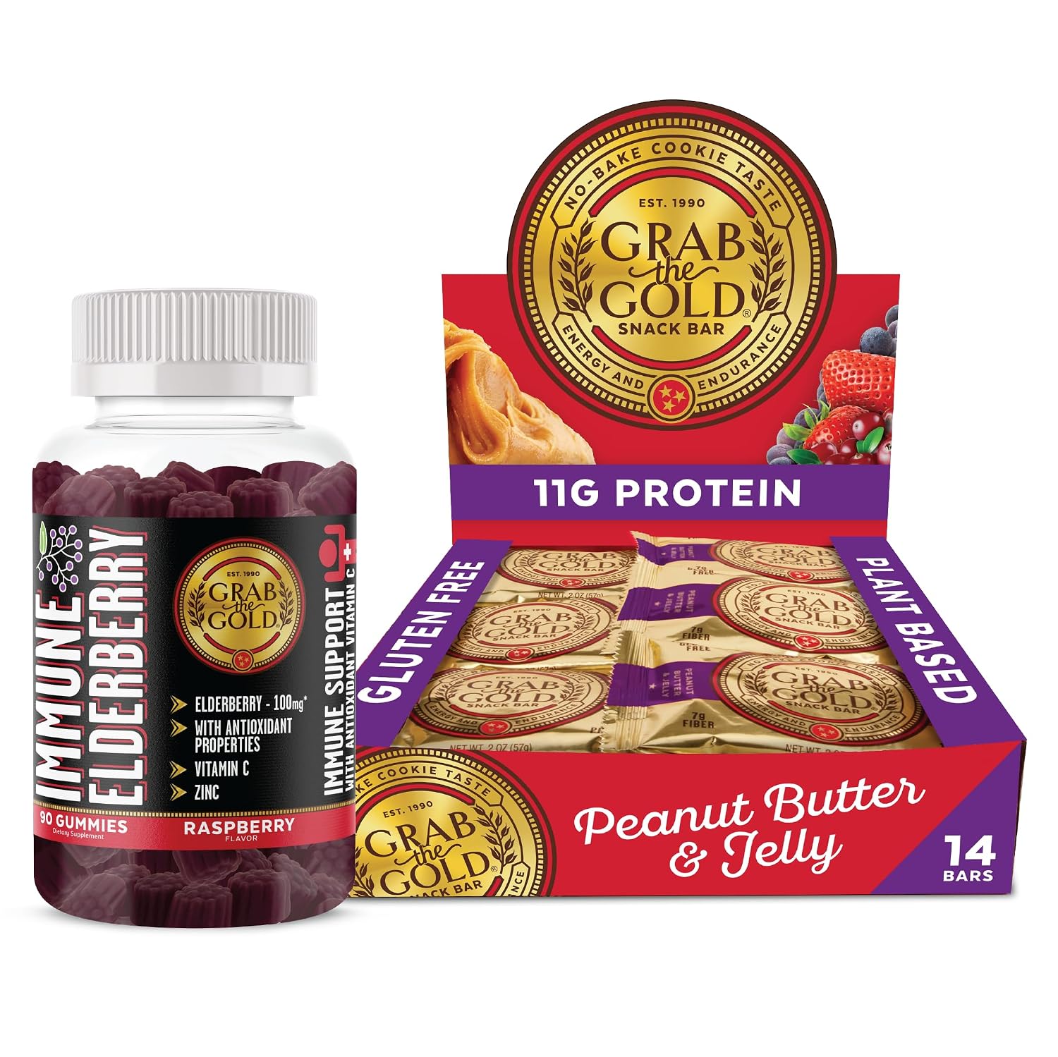 Grab The Gold PB&J Protein Bars & Immune Gummies Bundle