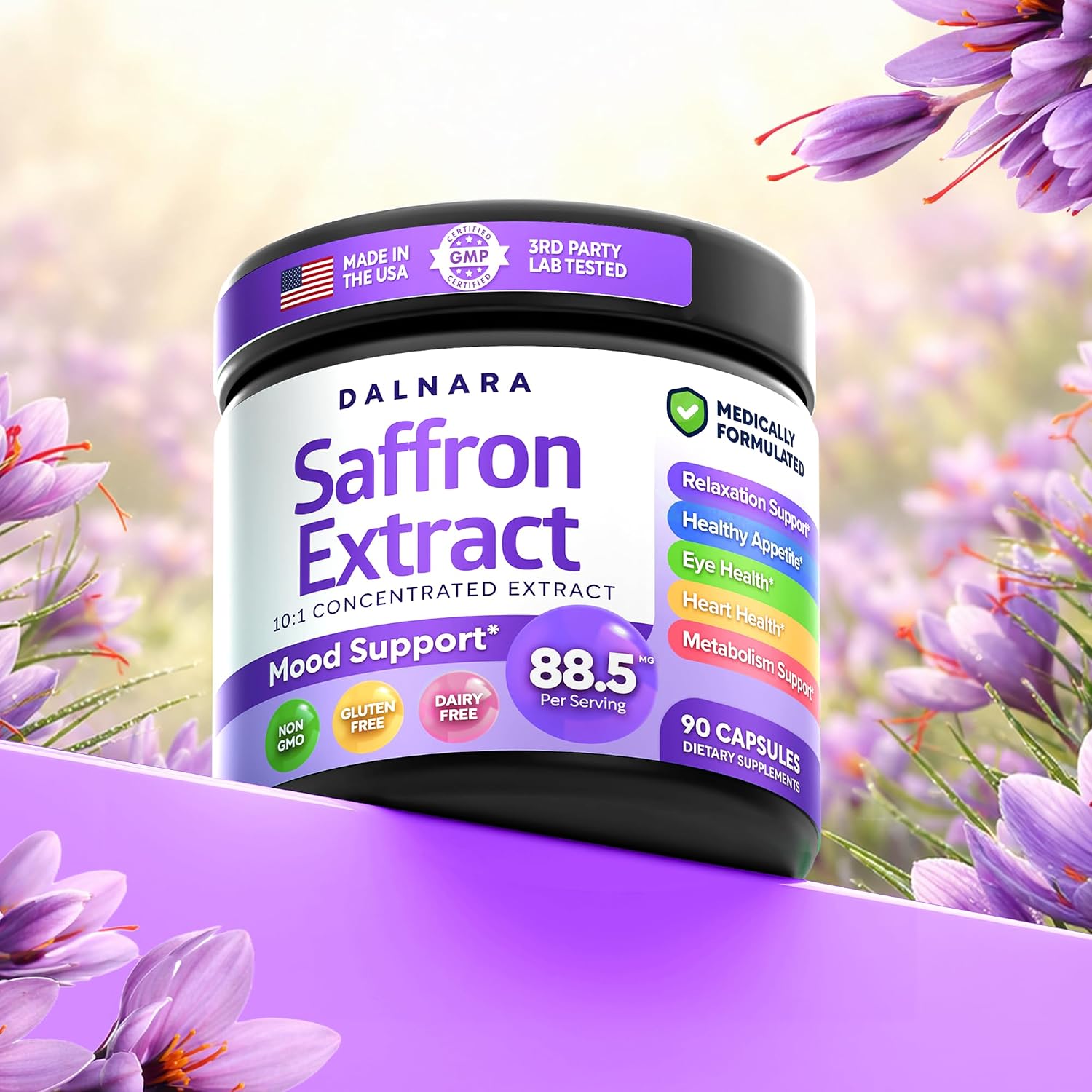 Saffron Supplements for Women 88.5mg Mood | Focus | Vision | Energy Support