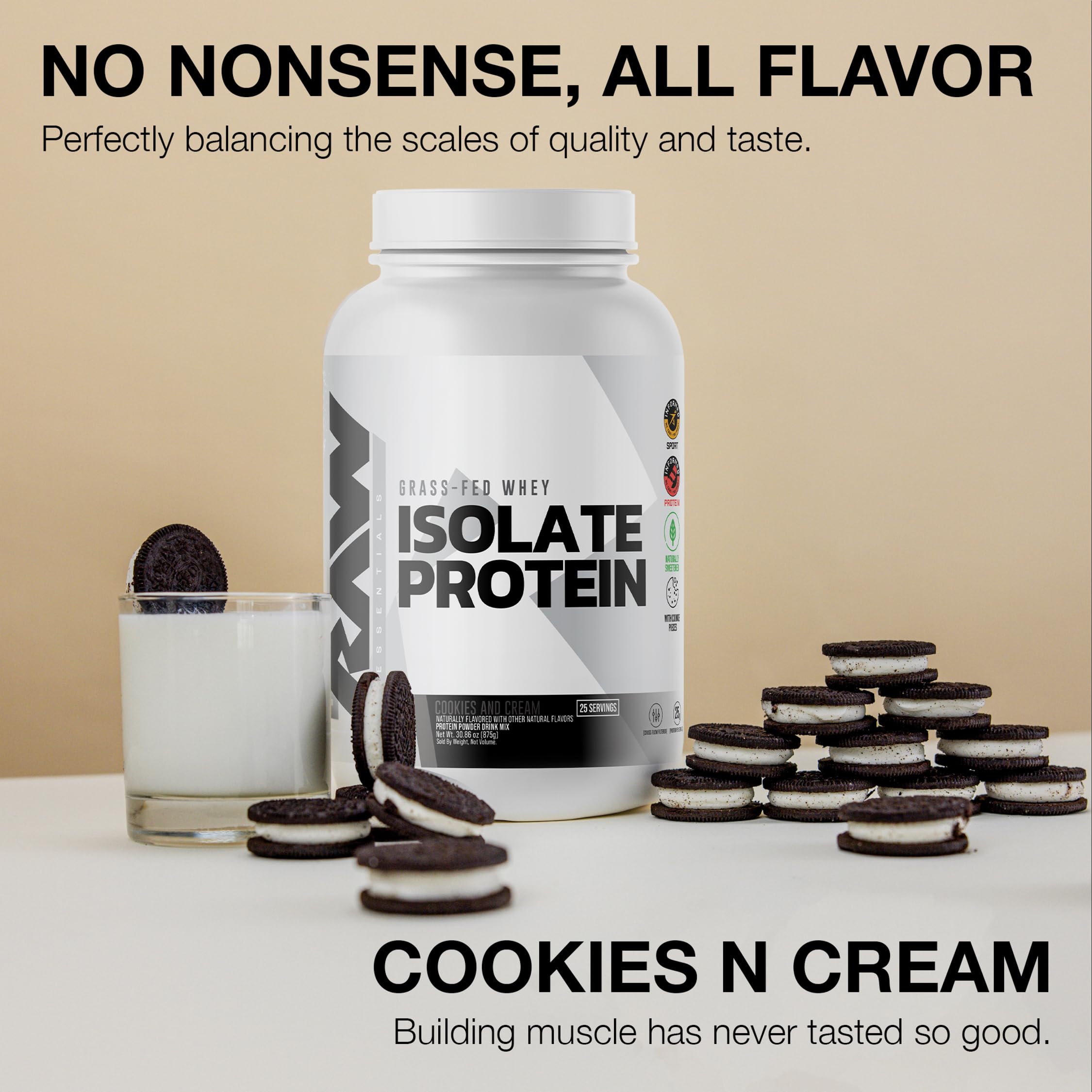RAW Whey Isolate Protein Powder, Dark Chocolate - 100% Grass-Fed Sports Nutrition Whey Protein Powder for Muscle Growth & Recovery - Low-Fat, Low Carb, Naturally Flavored & Sweetened - 25 Servings