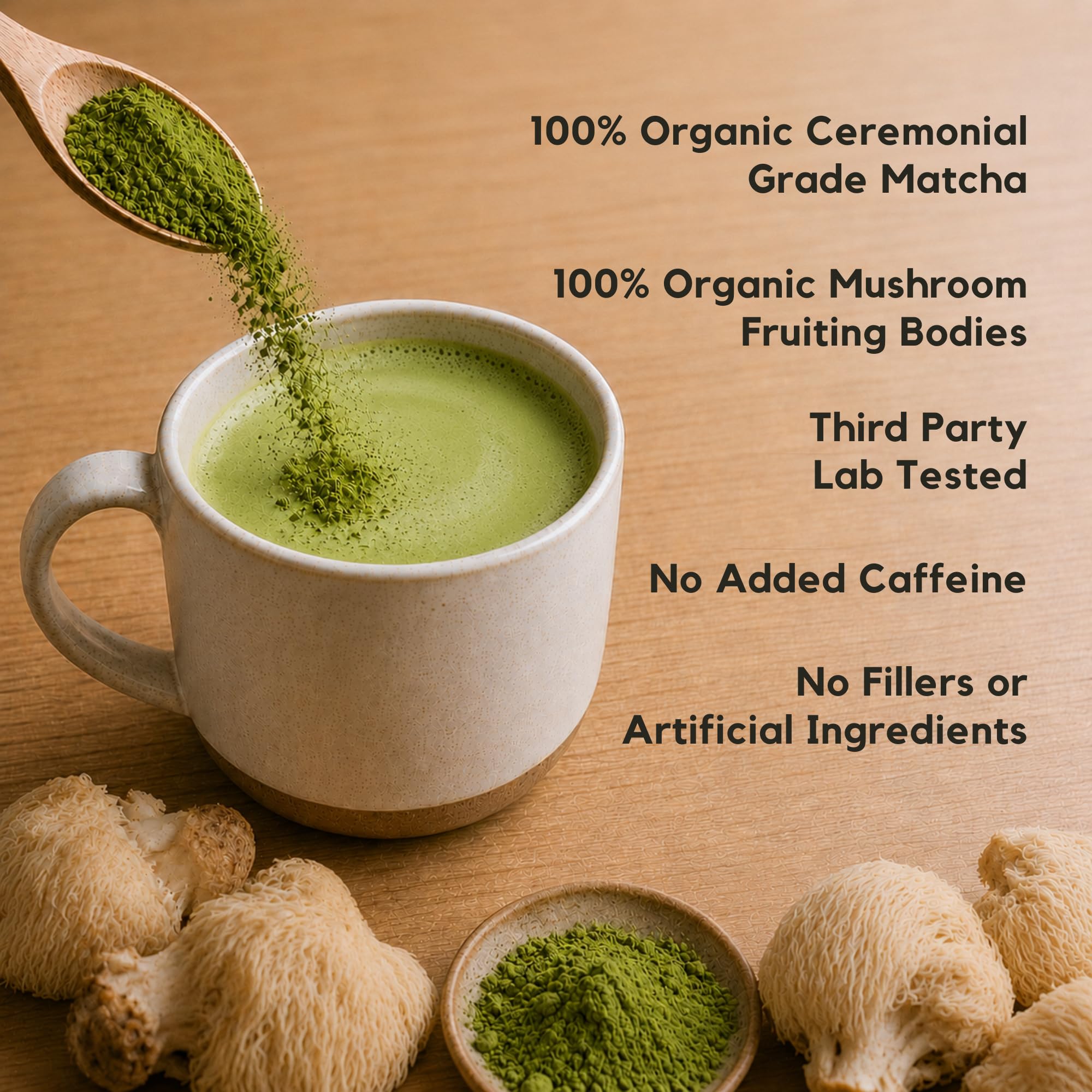 Malama Ceremonial Grade Matcha Powder - Premium Japanese Matcha Green Tea Powder with Organic Lion’s Mane Extract - Organic, Gluten-Free, Vegan, & Unsweetened (2.1 oz) for Energy & Focus