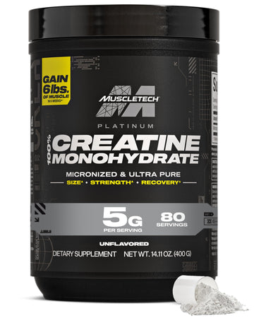 MuscleTech Creatine Monohydrate Powder, Platinum Pure - Unflavored Micronized Creatine for Men & Women - Workout Supplements for Performance, Muscle Recovery & Builder
