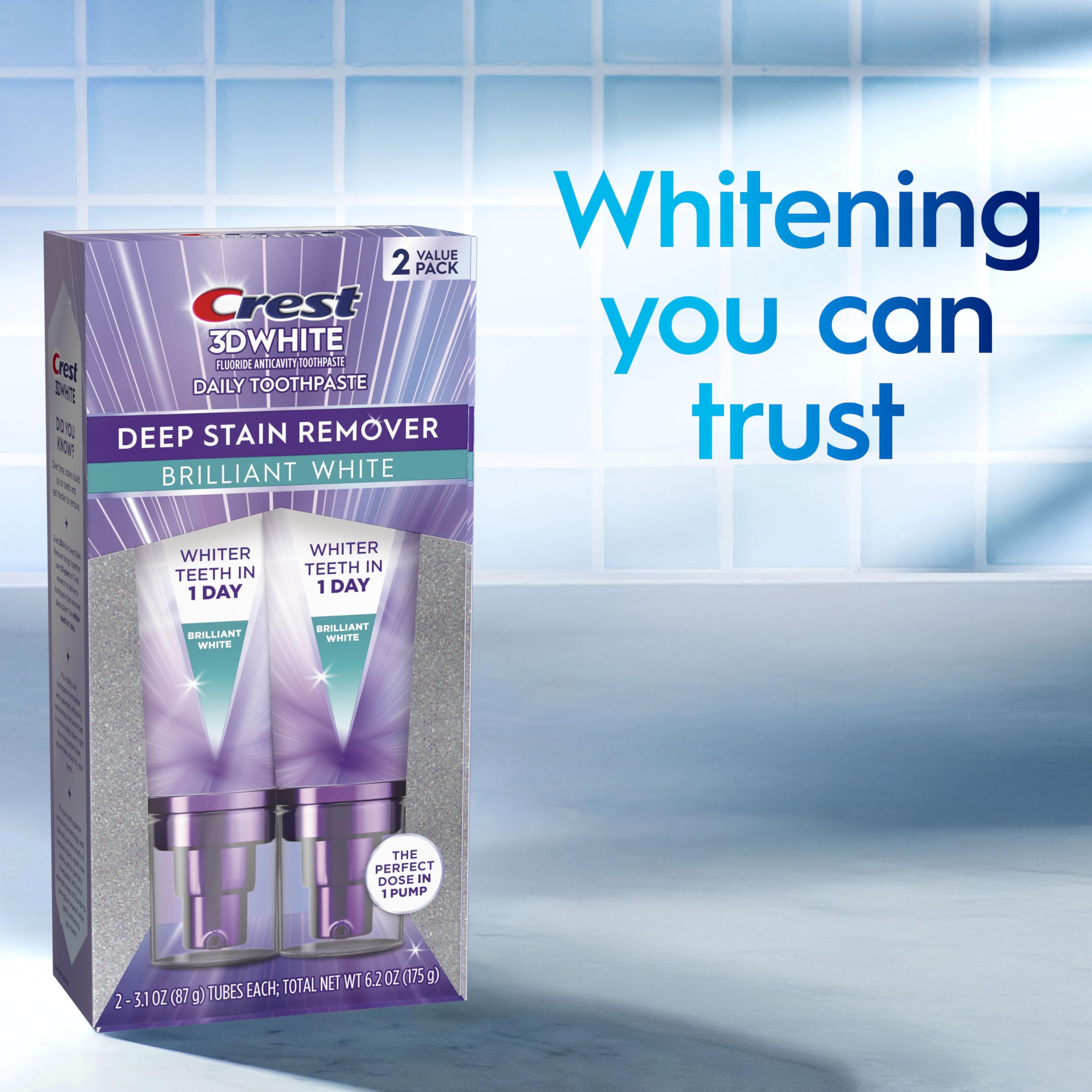 Crest 3DWhite Brilliance Deep Stain Remover Brilliant White Toothpaste - 3.1oz/2pk CrestBuy Supplements Australia