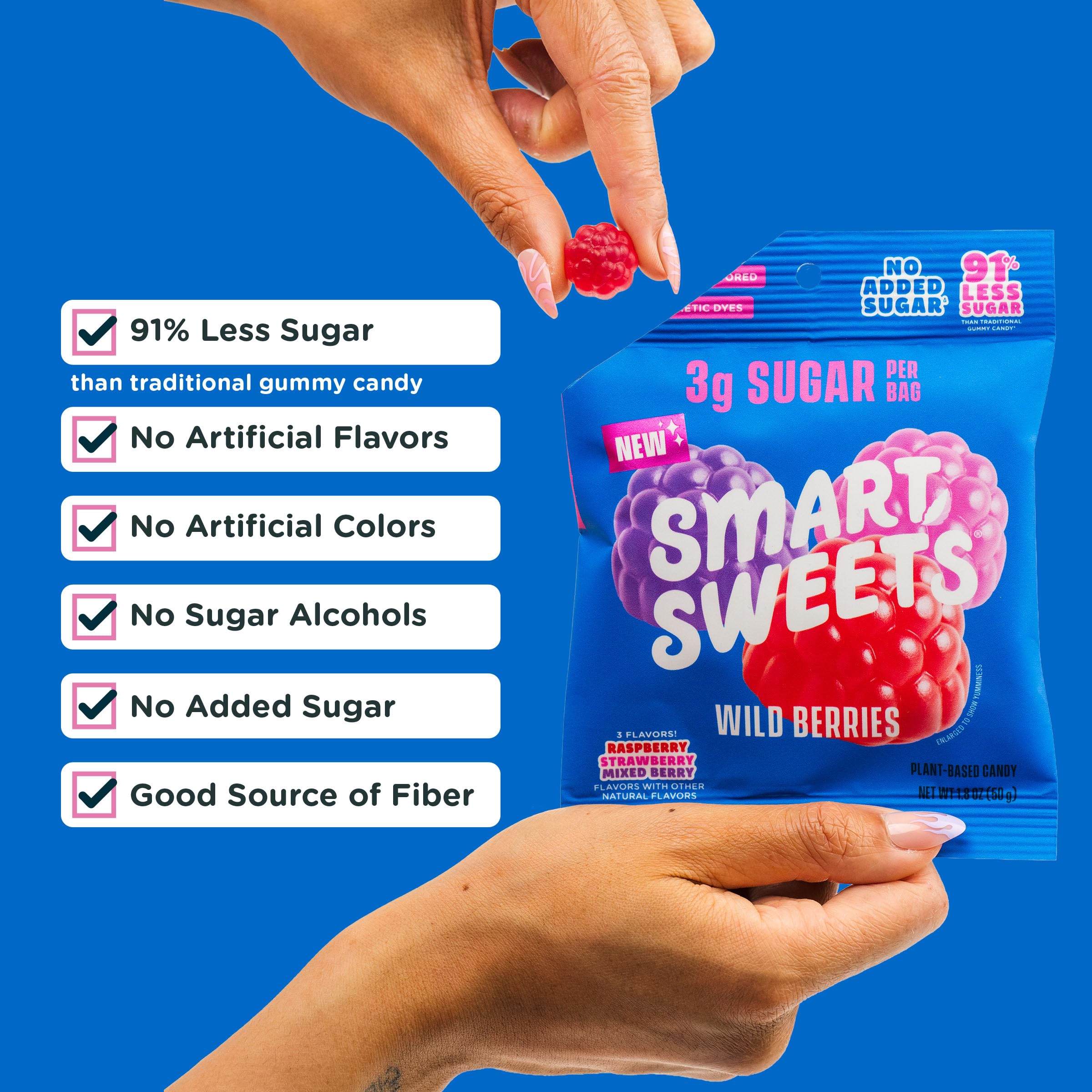 SmartSweets Sweet Fish, Low Sugar Gummy Candy (3g), Low Calorie (130), Gluten-Free -1.8oz (Pack of 12) Packaging may vary