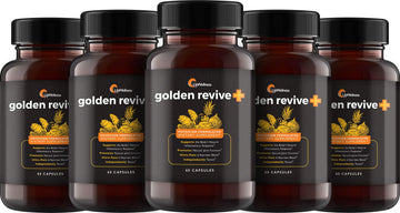 UpWellness Golden Revive + Joint Support Supplement Featuring Turmeric with Black Pepper, Quercetin, and Magnesium- Turmeric Boswellia Supplement - 6 Active Ingredients - 60 Capsules, 5 Pack UpWellnessBuy Supplements Australia