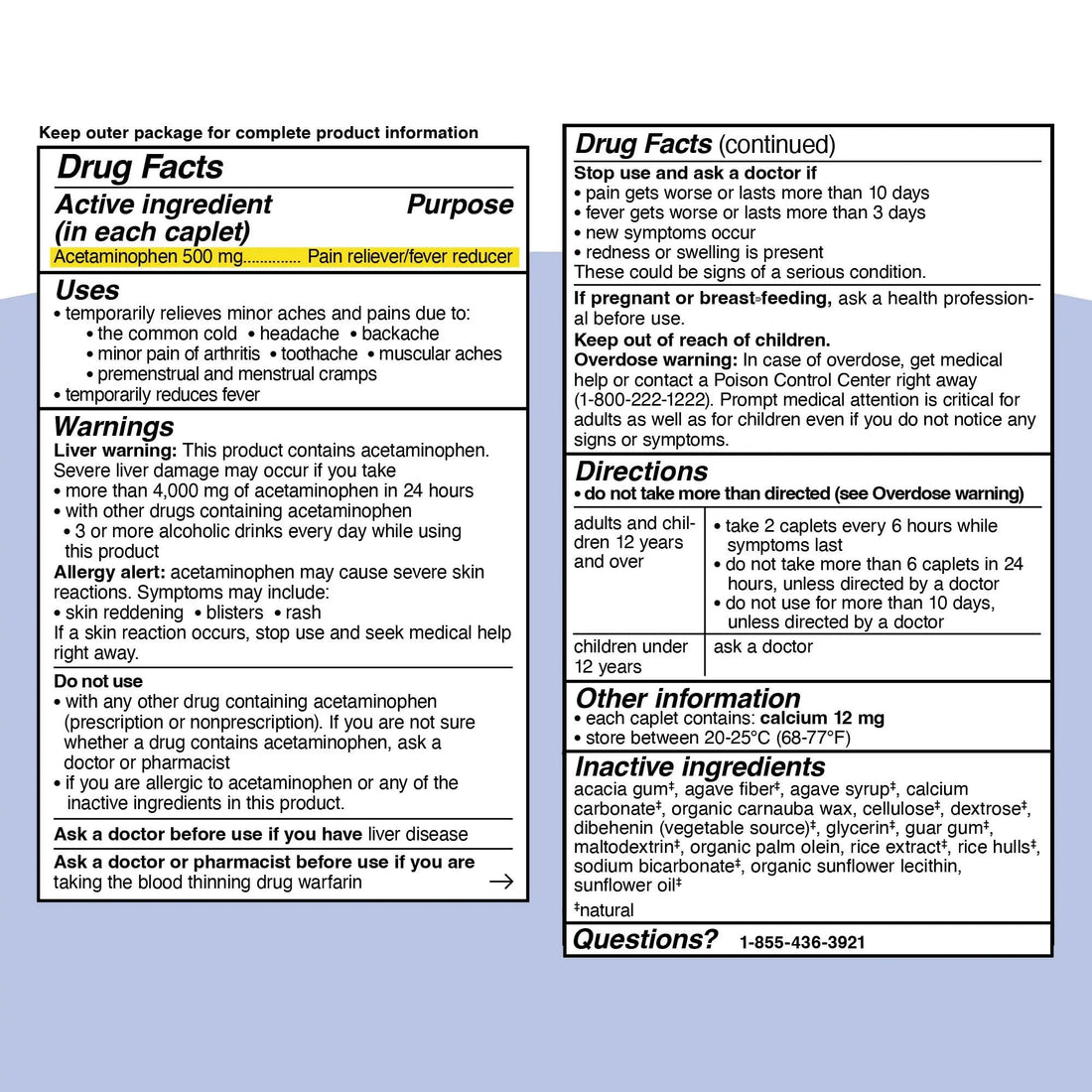 Genexa Clean Acetaminophen 500mg Extra Strength, Dye Free Pain Reliever Fever Reducer, 0% Artificial Additives, Pain Medicine for Adults, Relieves Headache, Backache, Minor Arthritis Pain, 100 Tablets GenexaBuy Supplements Australia