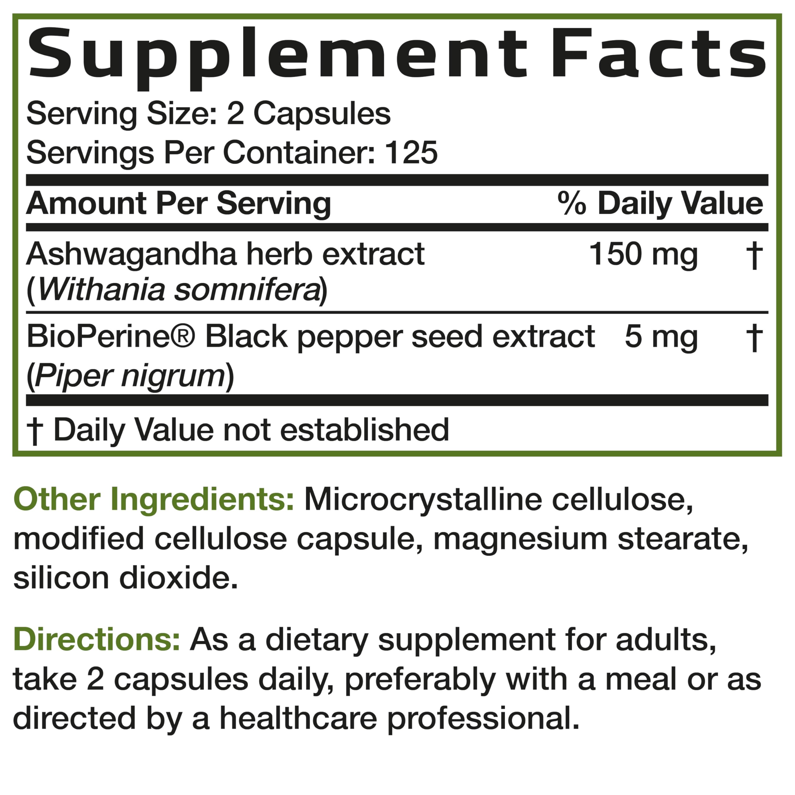 Bronson Ashwagandha Extra Strength Stress & Mood Support with BioPerine - Non GMO Formula, 120 Vegetarian Capsules