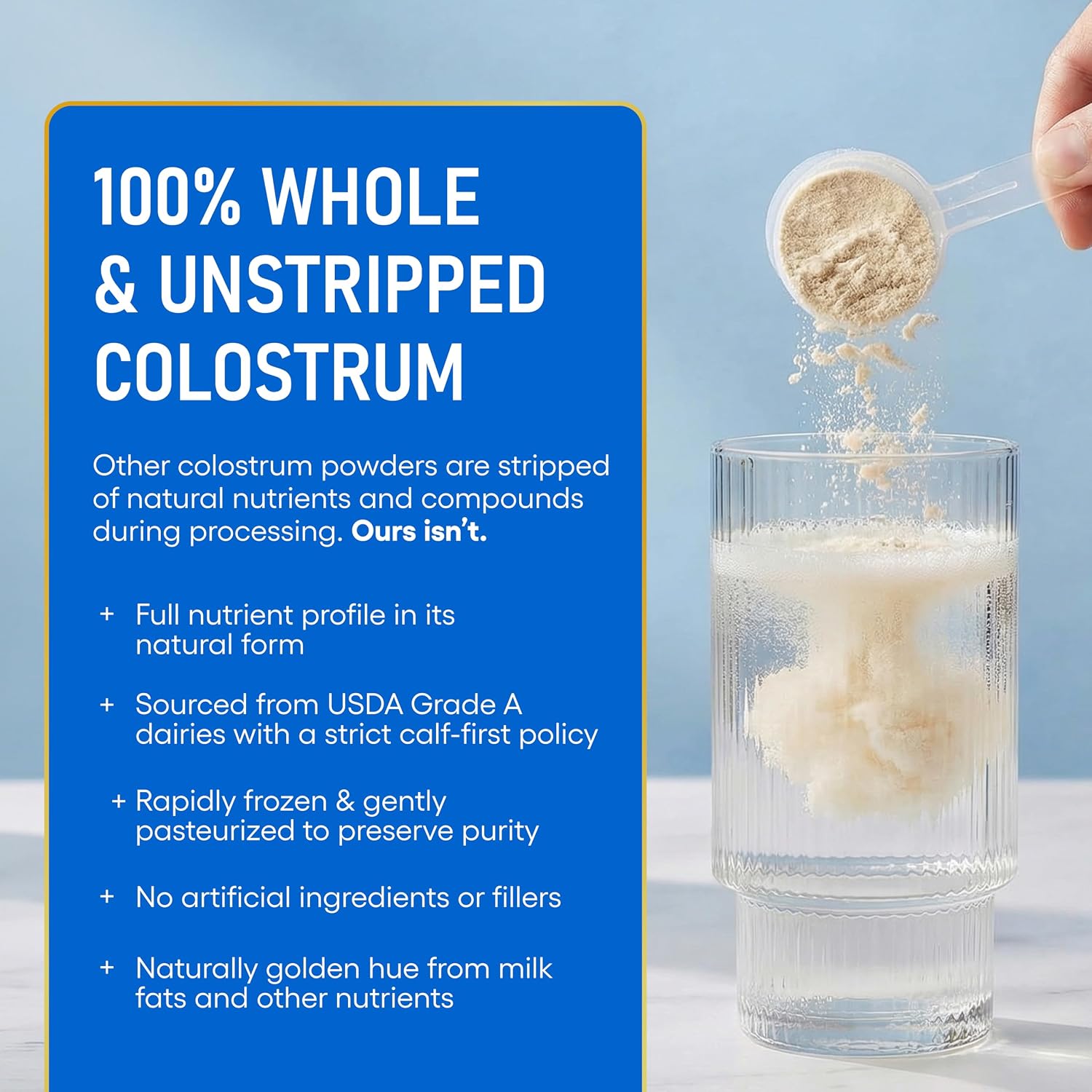 Physician's CHOICE Colostrum Gold Powder - First-Day Milking for Gut & Immune Support - Potent IgG Antibodies & Bioactive Nutrients - Whole & Unstripped - Easy to Mix - Made in the USA - 60 Servings