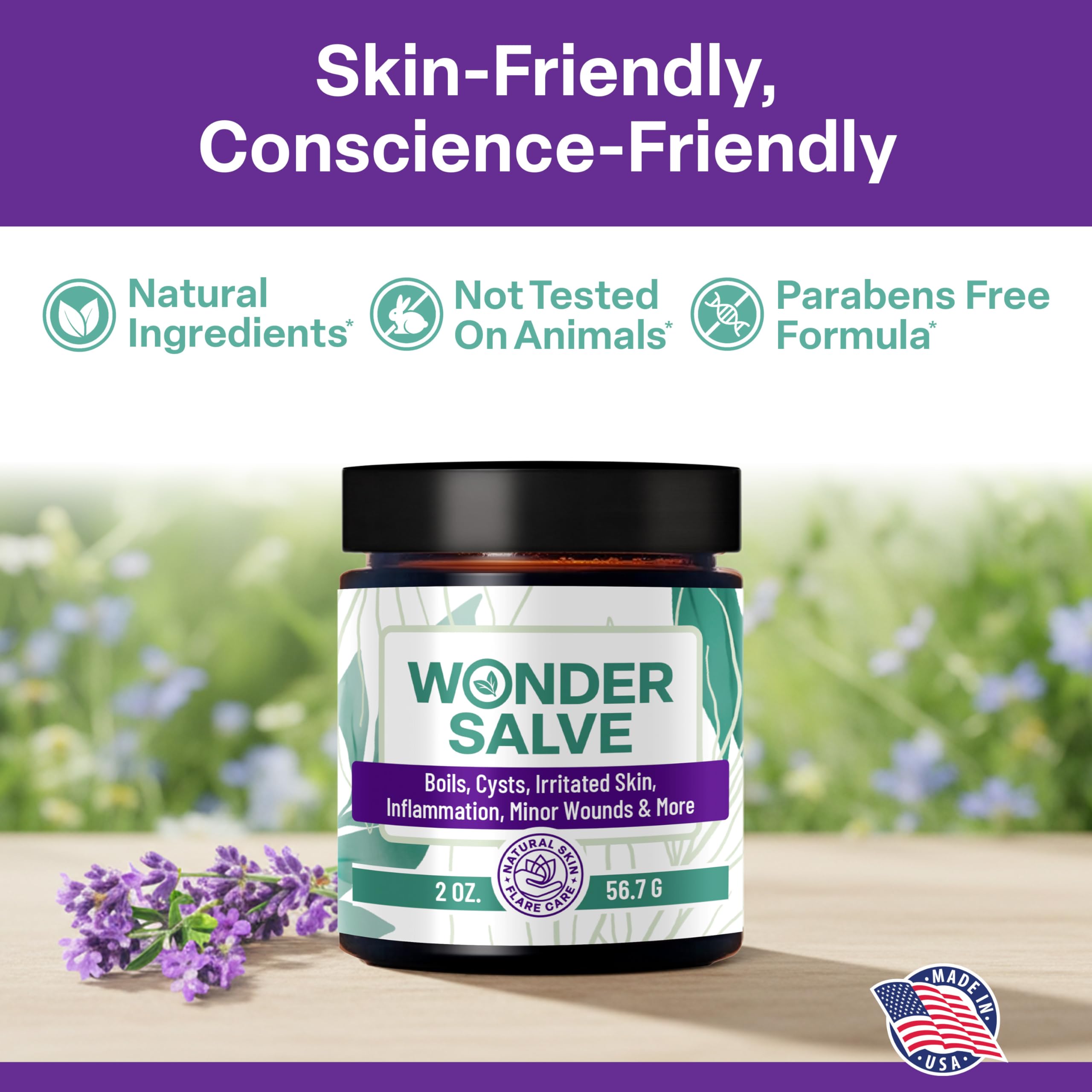 Wonder Salve – Drawing Salve Maximum Strength for Irritated & Flare-Prone Skin, Boils, Cyst, HS, Hemorrhoids, Ingrown Hair, Bumps, Anti-Chafing with Natural Propolis and Egg Yolk Extract, 1 oz