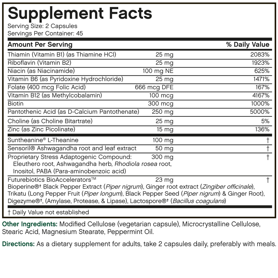 Futurebiotics Stressassist L-theanine Ashwagandha and Rhodiola Rosea Stress Complex - Natural Nutritional Stress Function, 90 Vegetarian Capsules FuturebioticsBuy Supplements Australia