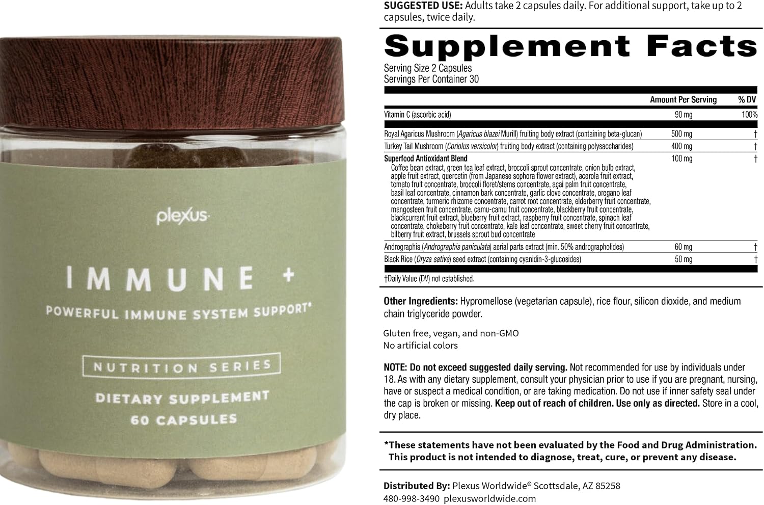Plexus Immune +™ 60 Capsules | Nutrient blend with DHA, choline, lutein & prebiotic fiber — suitable for kids 2+