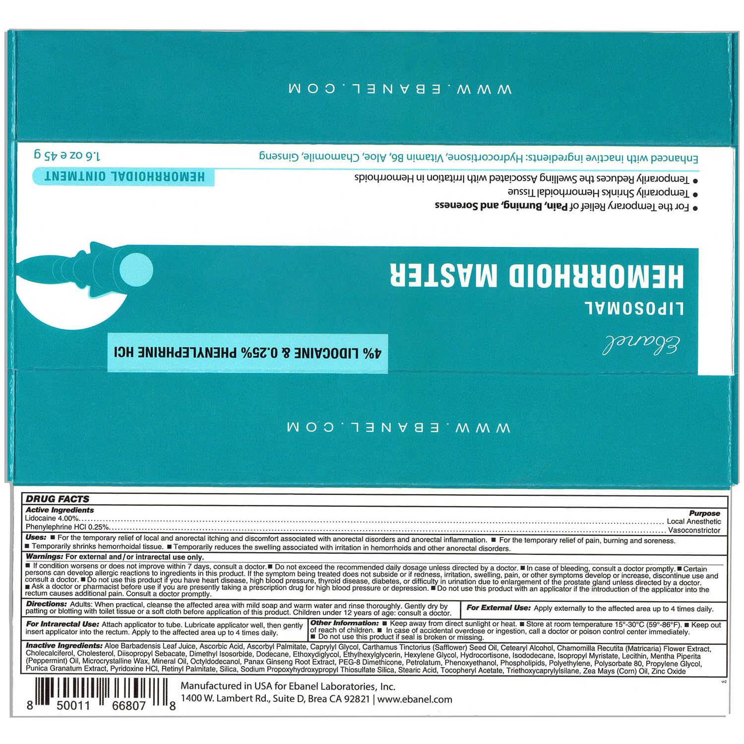 Ebanel Bundle of Lidocaine Numbing Spray, and Hemorrhoid Master