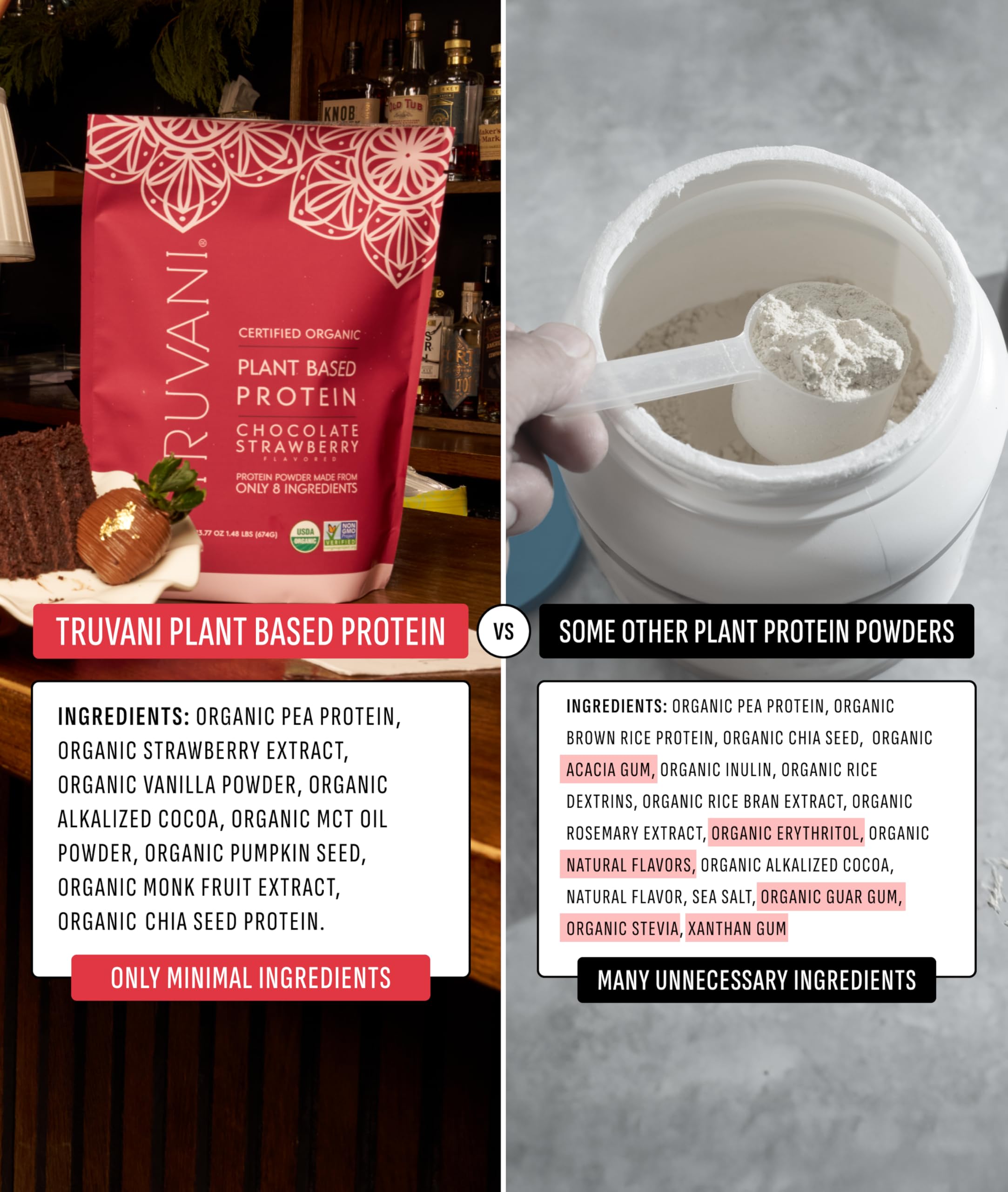 Truvani Organic Plant Based Protein Powder | Vanilla | 18 Servings | Vegan | 20g Pea Protein | Keto | Gluten & Dairy Free | Low Carb | No Added Sugar