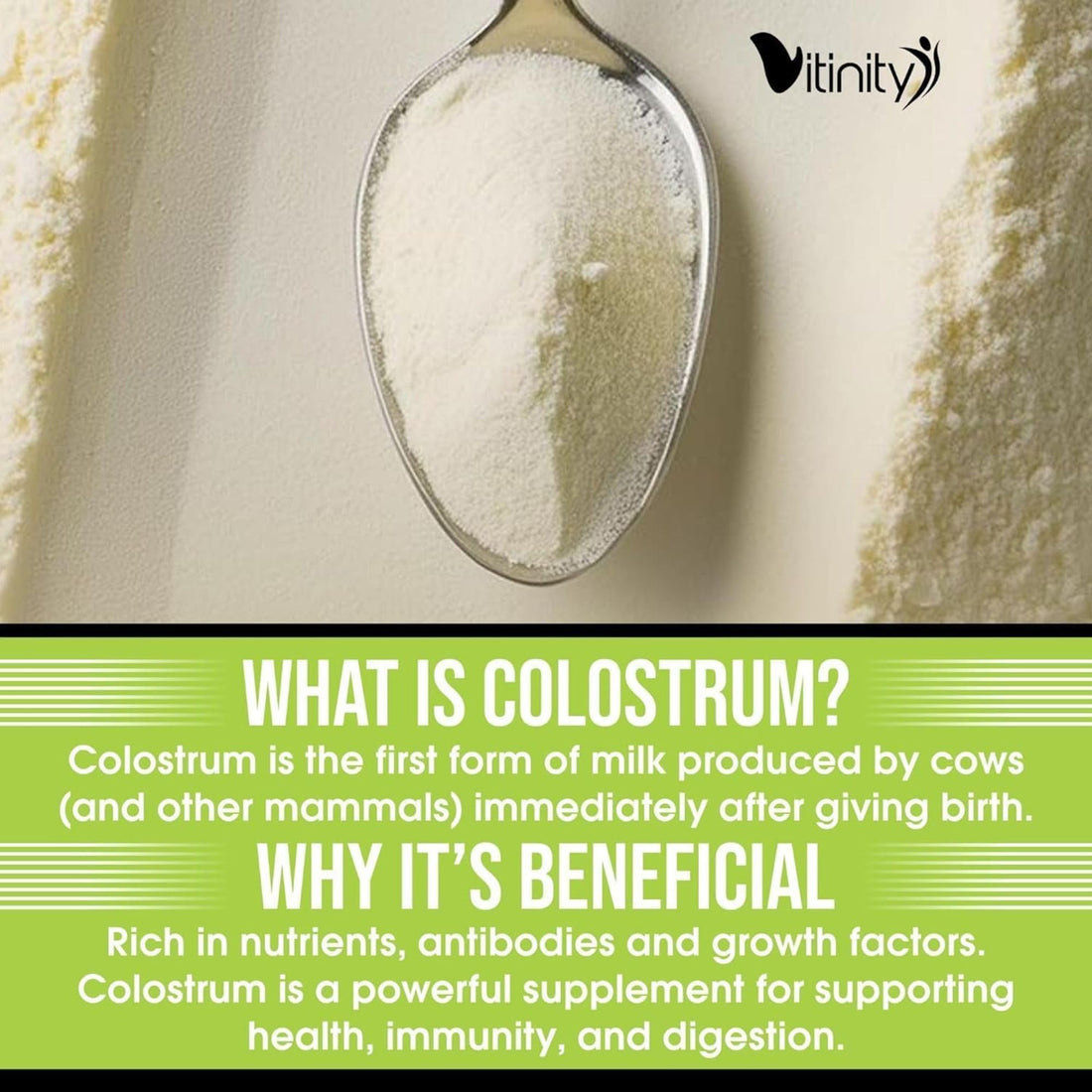 VITINITY Grass Fed Bovine Colostrum Powder for Humans 3000 mg - Natural IgG Colostrum Supplement Gut Health, Immune Support, Muscle Recovery, Wellness | Pure Colostrum Superfood,Unflavored 2 Pack VITINITYBuy Supplements Australia