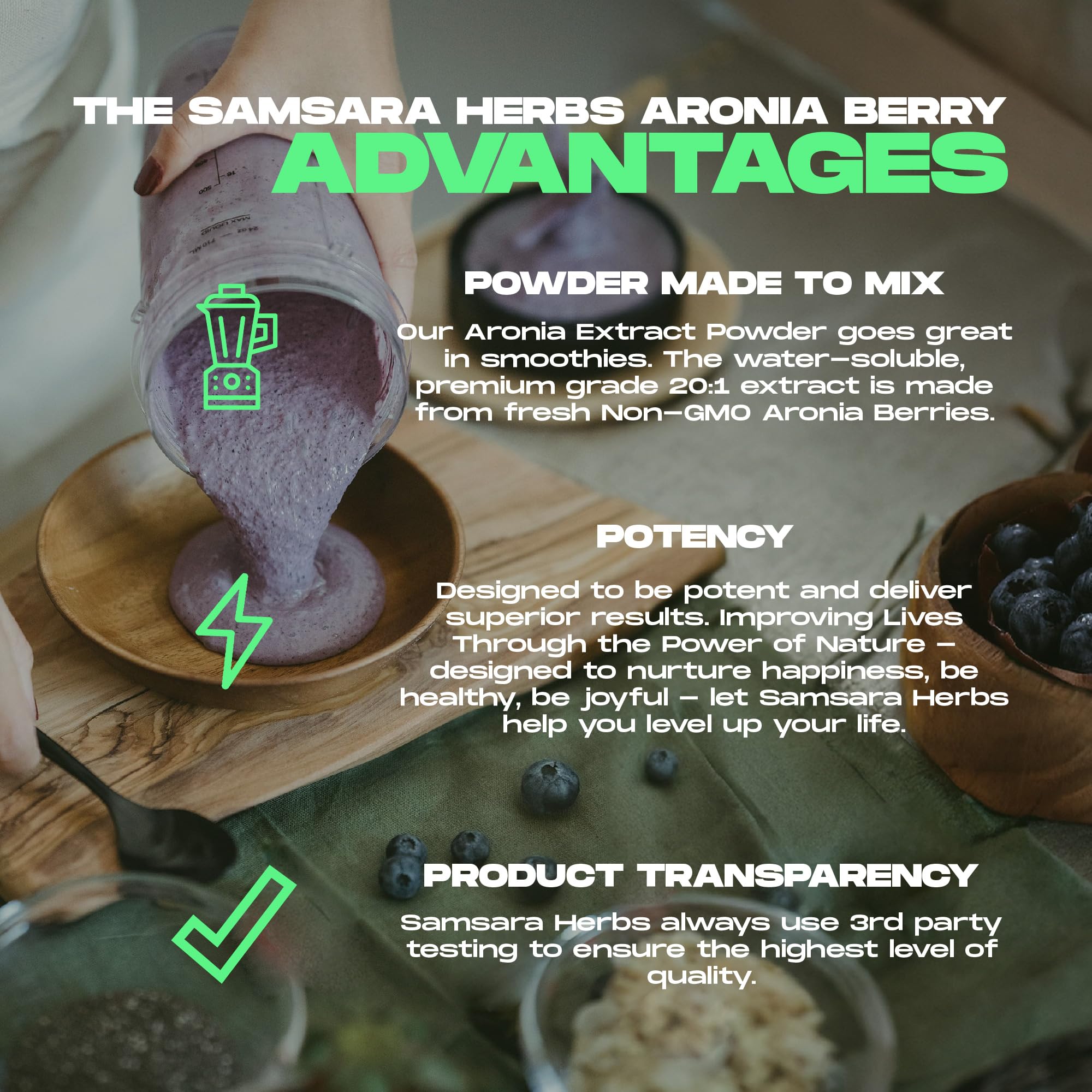 Samsara Herbs Aronia Berry 20:1 Extract Powder (16oz/454g) - Antioxidant, Flavonoids and Polyphenols Supplement - High ORAC - Native American Berry - Improved Wellbeing Samsara HerbsBuy Supplements Australia