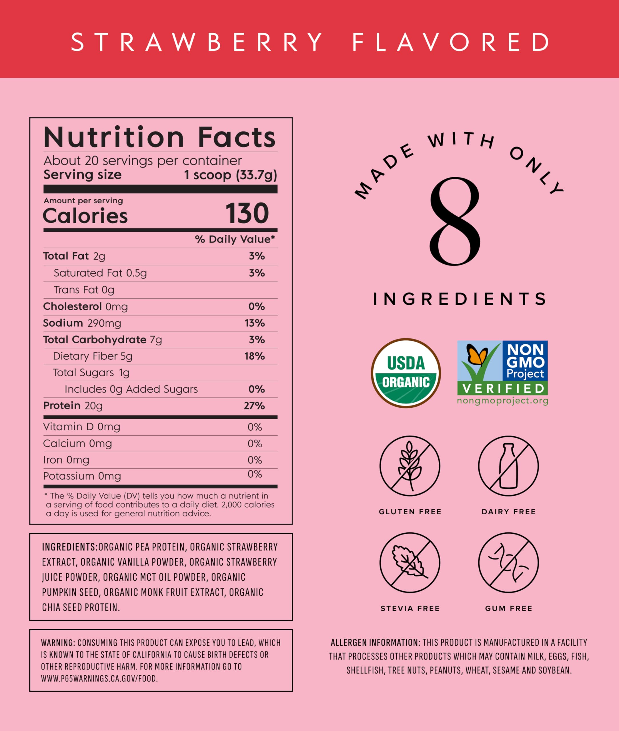Truvani Organic Plant Based Protein Powder | Vanilla | 18 Servings | Vegan | 20g Pea Protein | Keto | Gluten & Dairy Free | Low Carb | No Added Sugar