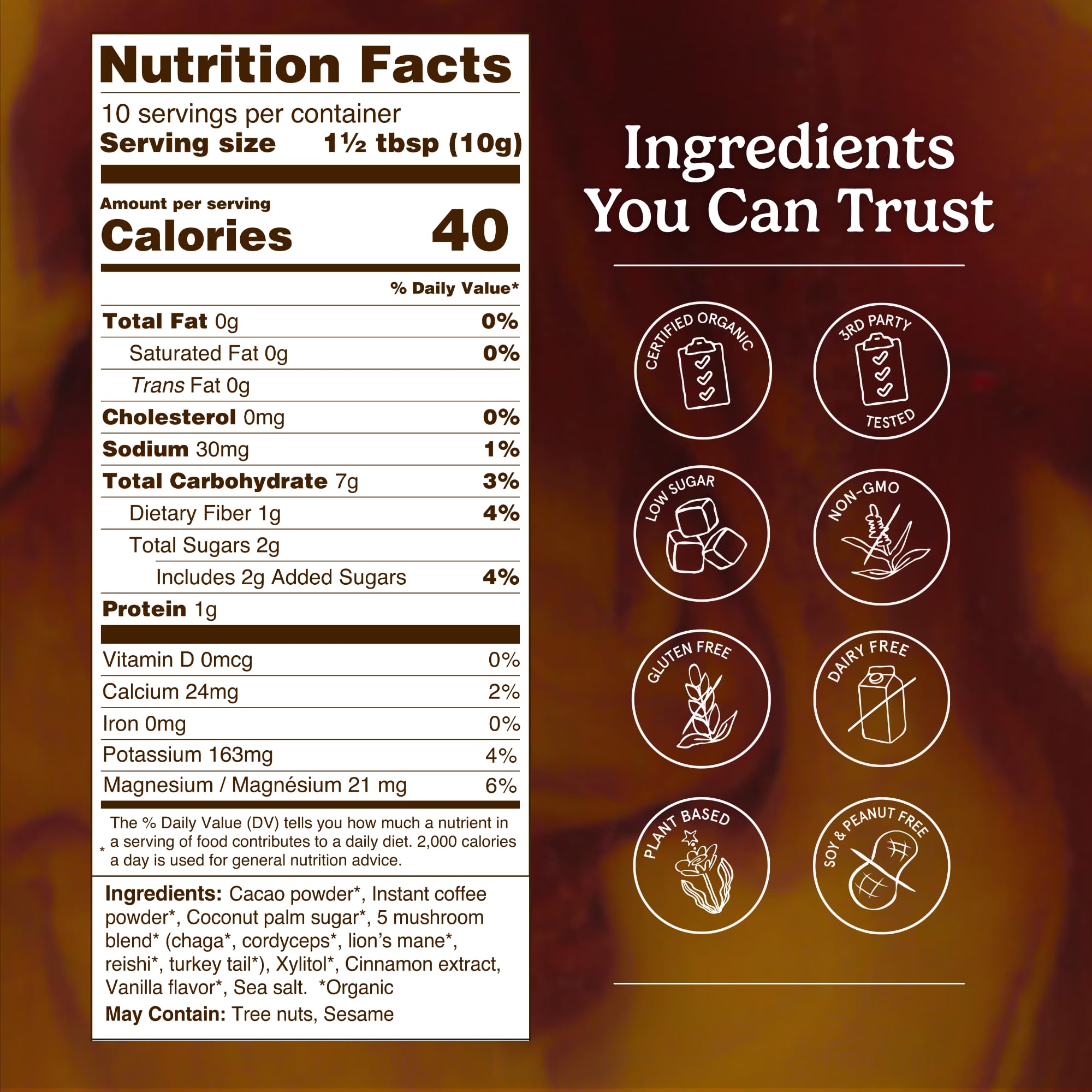 Organic Traditions Mind Fuel Instant Mushroom Coffee Alternative, Caffeine Free Lion’s Mane and Maca Herbal Drink with Dandelion, Chicory, Roasted Grain Blend, Natural Focus Support, 140g / 5oz
