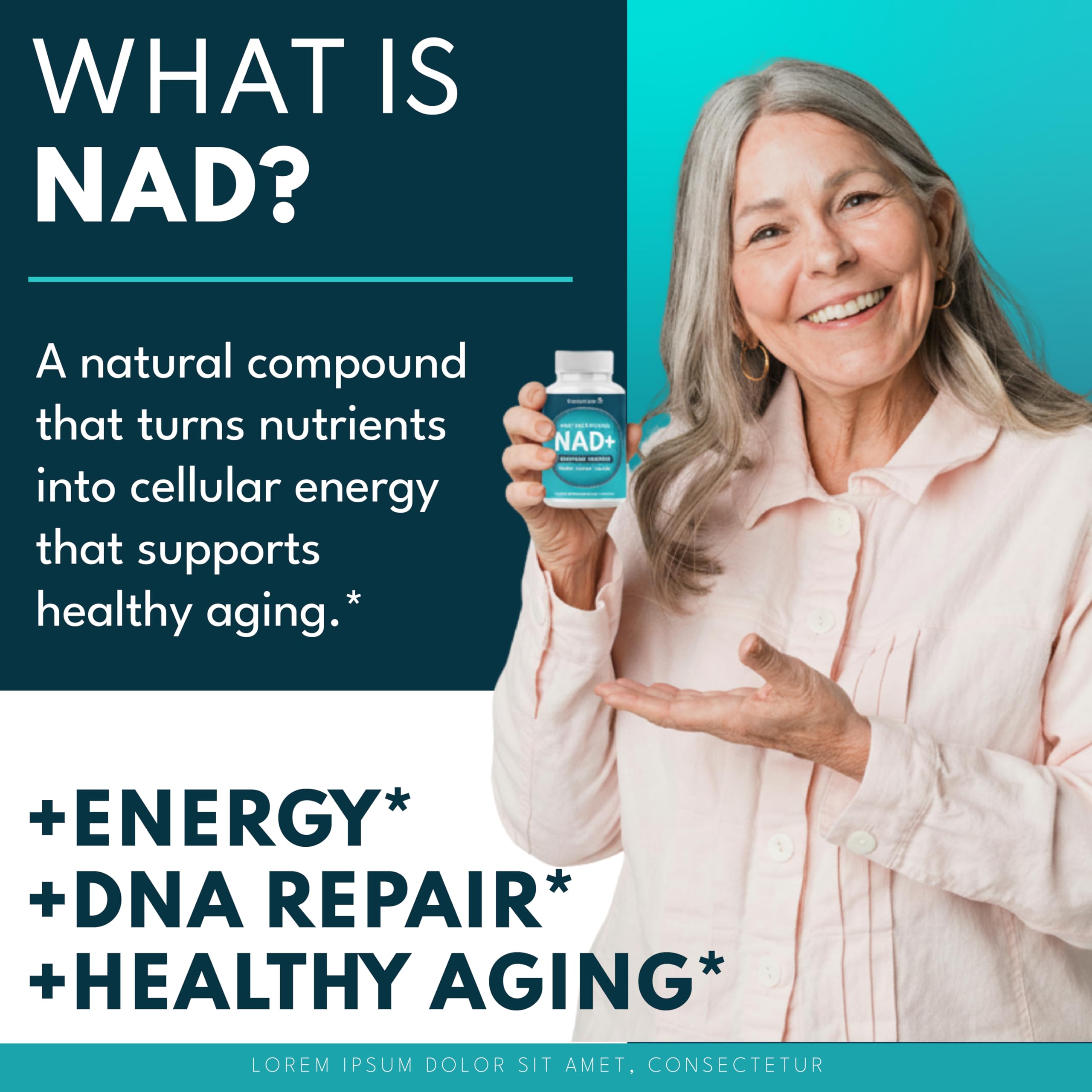 NAD+ Supplement Liposomal + Resveratrol for Women & Men, Astaxanthin, CoQ10, Alpha Lipoic Acid, Green Tea - 120 Count