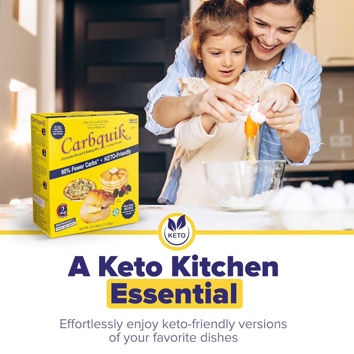 Carbquik Keto Biscuit & Baking Mix, 3 lb – Perfect for Pancakes, Waffles, Biscuits, Bread, Pizza Crust & More. Low Carb, Sugar Free Baking with 6g Protein Per Serving.