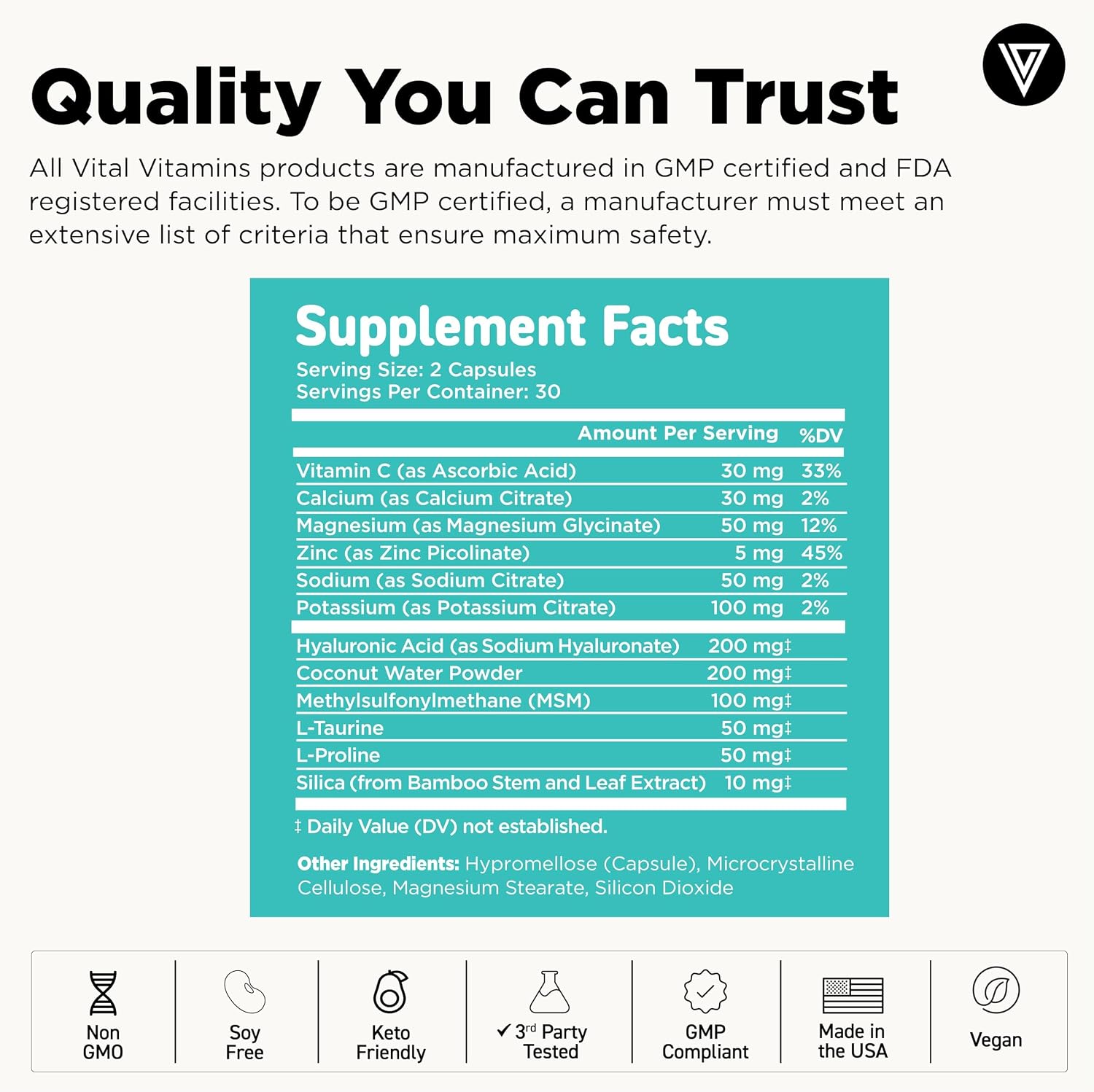 Vital Vitamins Multi-Collagen Plus 150 ct + Hyaluronic Acid Hydration Complex 60 ct