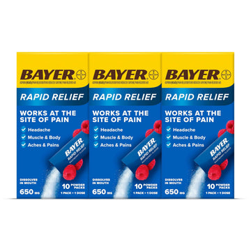 Bayer® Rapid Relief, Dissolvable Raspberry Flavor, Powder Packs with Aspirin & Caffeine, Fast Acting Headache Relief, Muscle and Body Pain Reliever, 30ct BayerBuy Supplements Australia