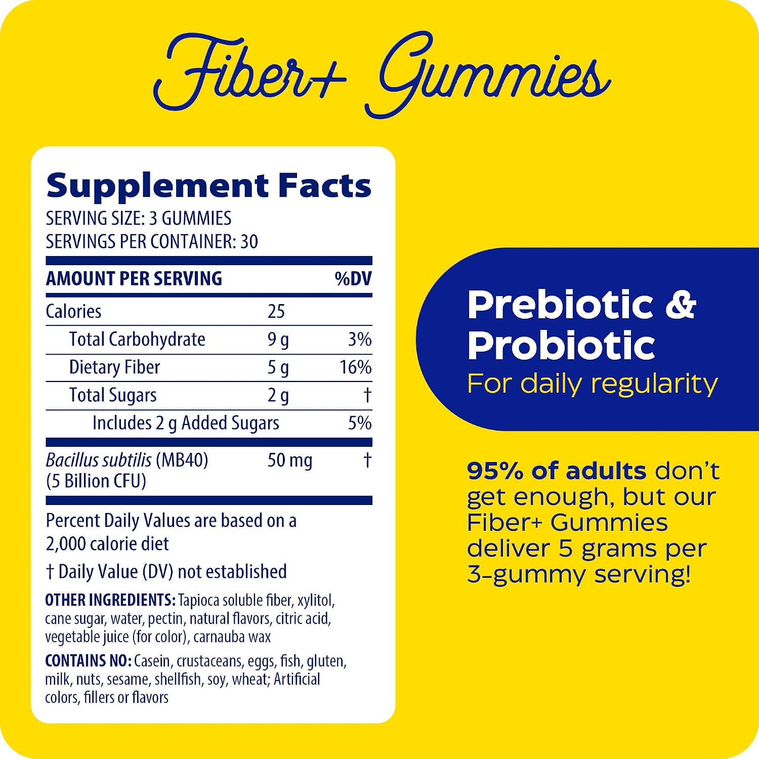 Enzymedica Fiber+ Prebiotic & Probiotic Gummies for Women & Men - 90 Count