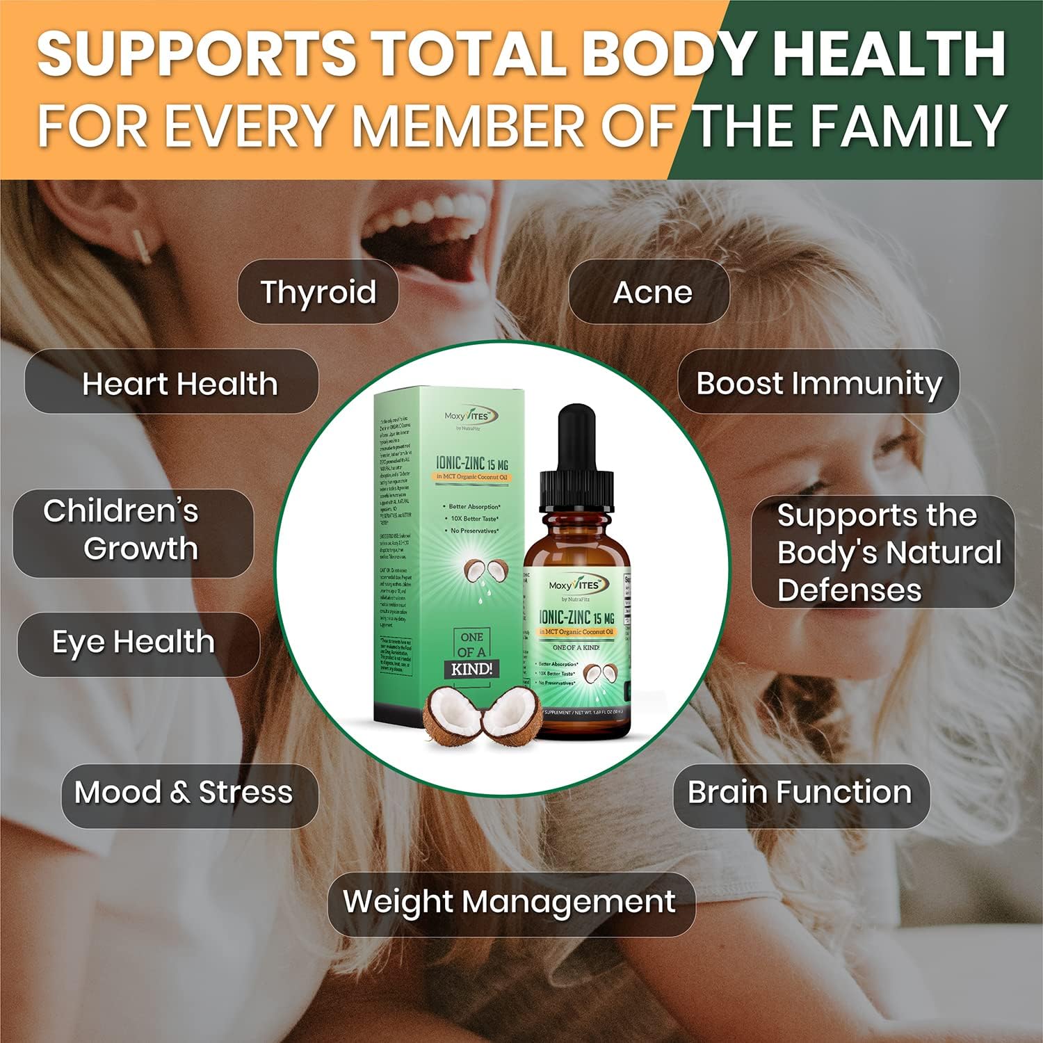 Organic Zinc Supplements for Kids, Adults - Zinc Sulfate - Liquid Zinc Supplement - Pure Ionic Zinc Drops in Coconut Oil for Immune Support, Skin - NO Preservatives & Great Taste - 100 Vegan Servings