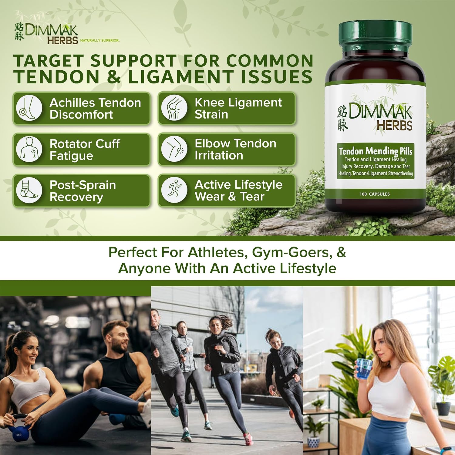 Tendon Mending Pills- Tendon & Ligament Support- Advanced Mobility Formula for Stiffness, Rotator Cuff & Achilles Recovery- Daily Soft Tissue & Injury Repair- TCM Formula