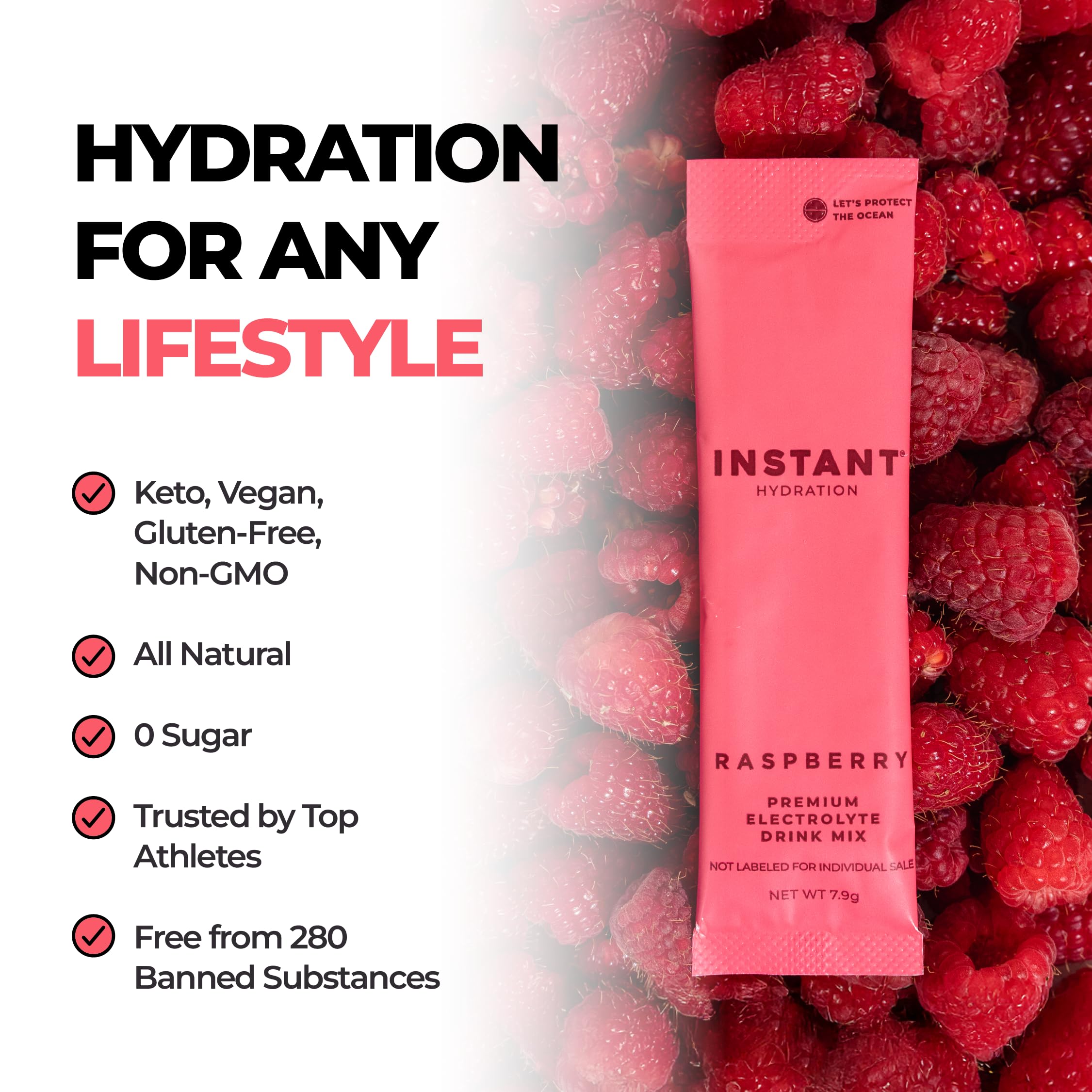 Instant Hydration Electrolytes Powder Packets - Watermelon Electrolyte Drink Mix - Zero Sugar - Keto, Vegan, Gluten-Free, Non-GMO - Boost Recovery, Brain Health, Muscle & Tissue Support- 30 Sticks