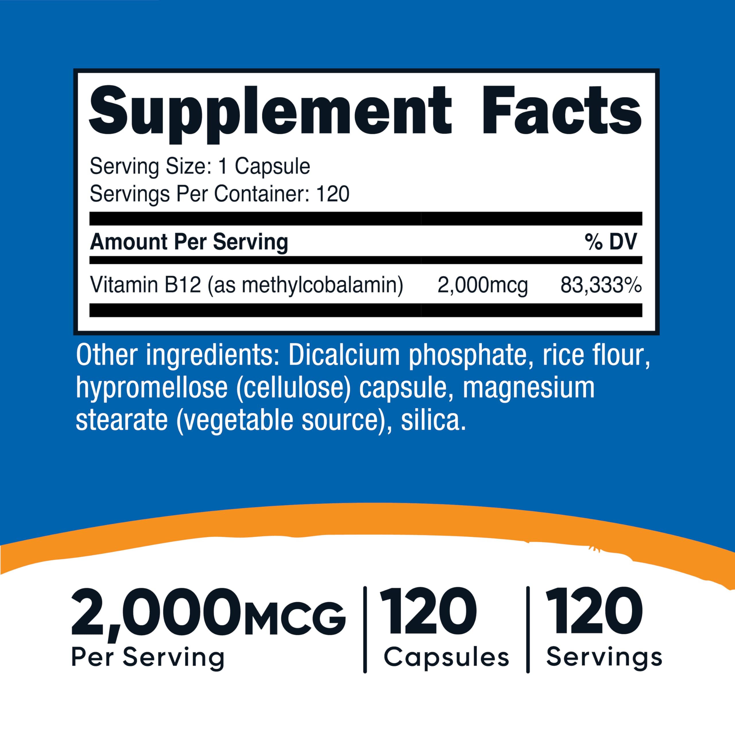 Nutricost Vitamin B12 (Methylcobalamin) 2000mcg, 240 Capsules - Vegetarian Caps, Non-GMO, Gluten Free B12 Supplement