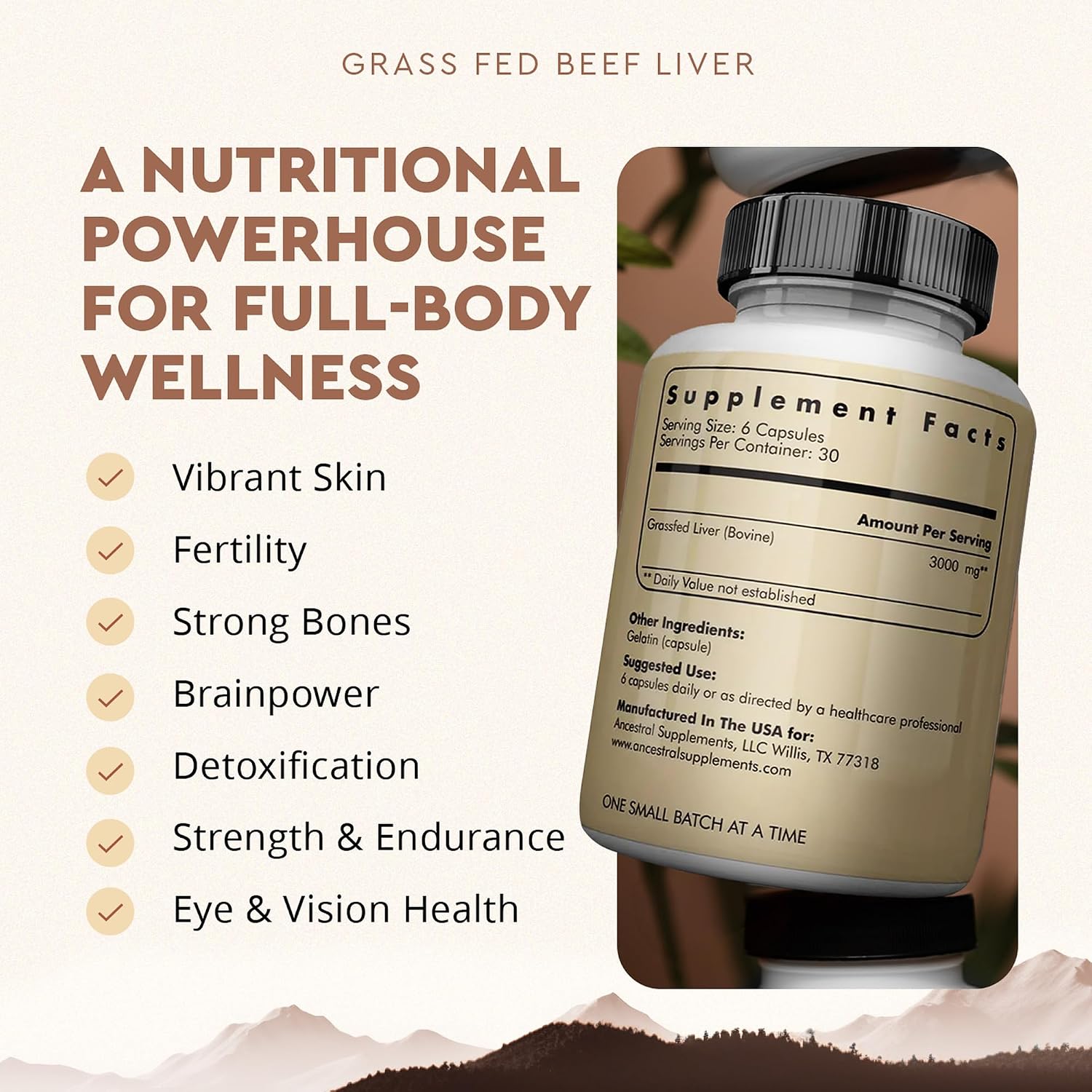 Ancestral Supplements Beef Liver & Beef Organs Bundle – Supports Energy, Immunity & Whole Body Wellness – Grass Fed, Pasture Raised Multivitamin with Liver, Heart, Kidney, Pancreas & Spleen, Non-GMO