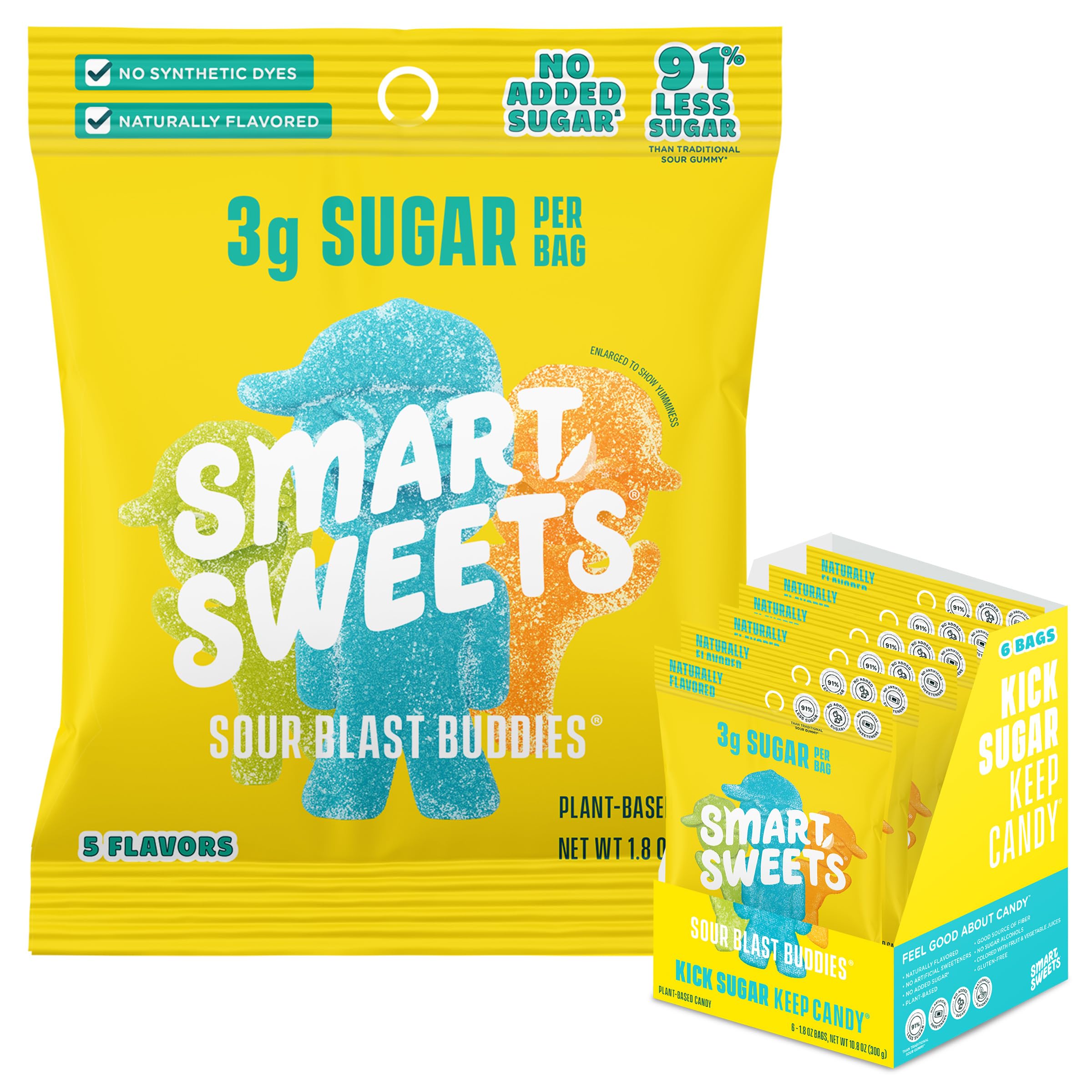 SmartSweets Sweet Fish, Low Sugar Gummy Candy (3g), Low Calorie (130), Gluten-Free -1.8oz (Pack of 6) Packaging may vary | Gluten Free, Plant Based, Healthy Snacks For Adults & Kids, Fiber Candy, Fun Chewy Berry Flavored Gummies, Healthy Candy