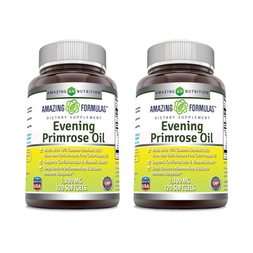 Amazing Formulas Evening Primrose Oil 1300mg, 10% GLA, Softgels Supplement | Hexane Free Cold Pressed Oil | Non-GMO | Gluten Free (250 Count)