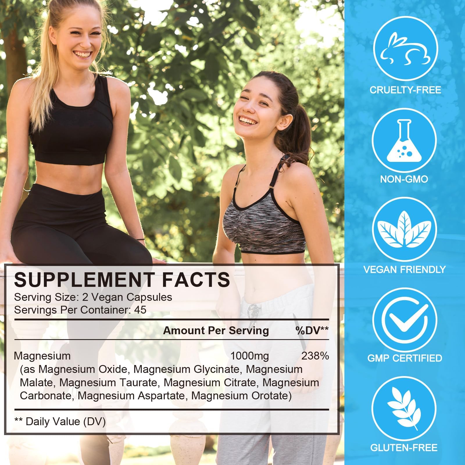 8-in-1 Magnesium Complex 90 Capsules, 1000mg with Magnesium Glycinate, Citrate, Malate, Taurate, Easy Absorption for Health, Energy, Non-GMO, Vegan ITSDAWN buy supplements Au