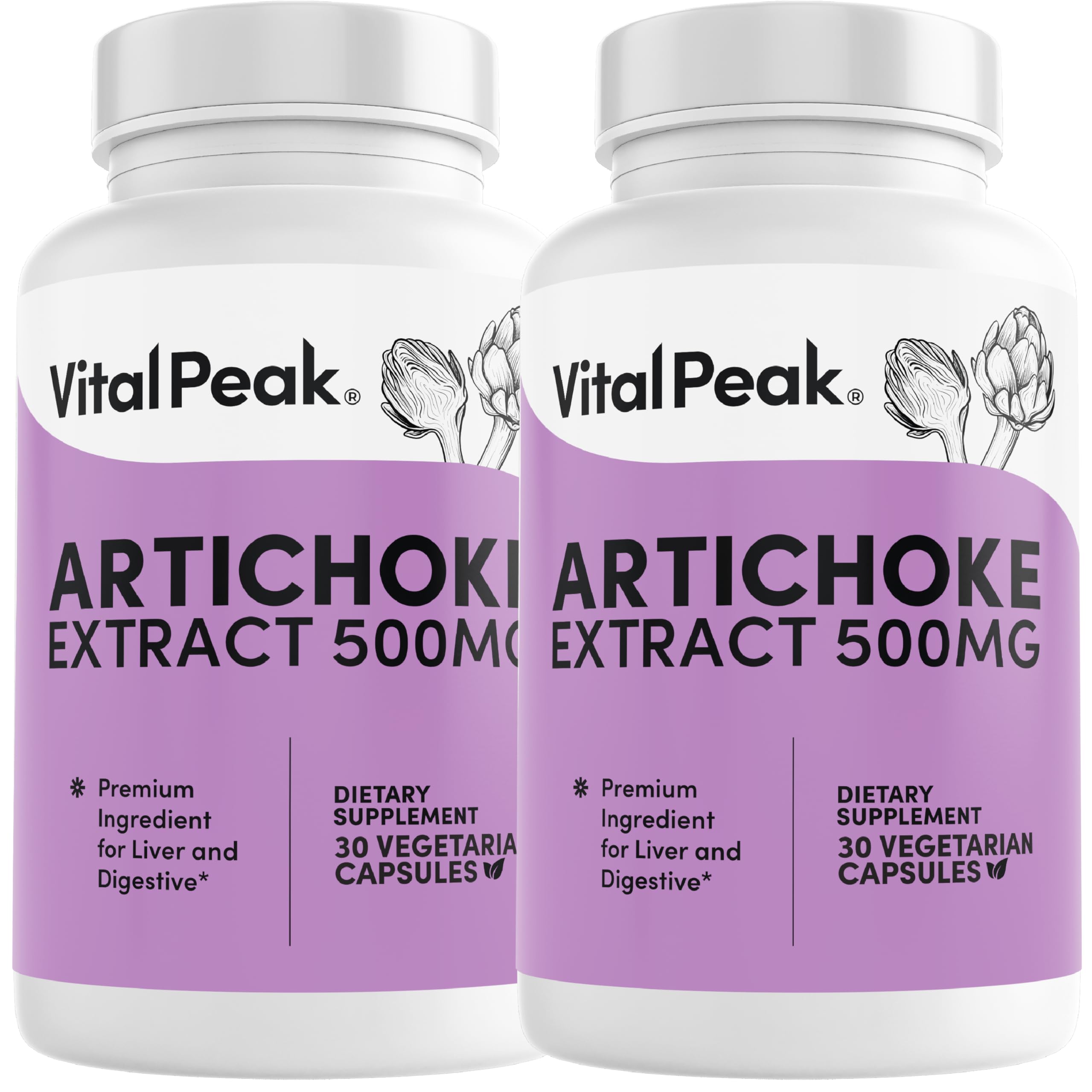 Artichoke 500 mg Supplement - Potent Artichoke Extract Capsules for Liver Health & Digestive Support - Artichoke Leaf Extract Promotes Energy & Focus - 30 Capsules