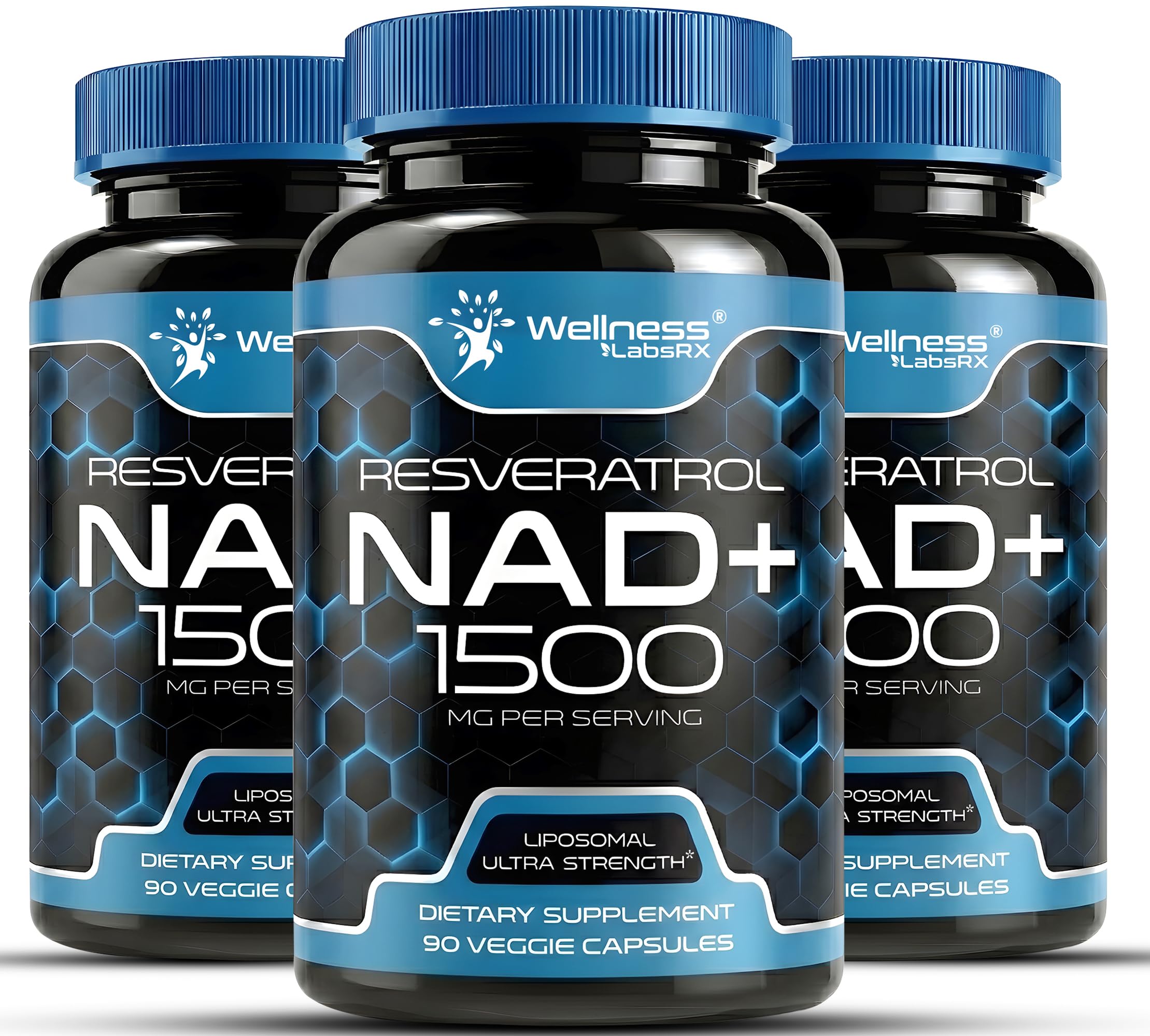 Wellness LABSRX Liposomal NAD Supplement, 1500mg - NAD Resveratrol Supplement for Women and Men, NAD+ Support Cellular Health, Energy & Anti Aging - 90 Count