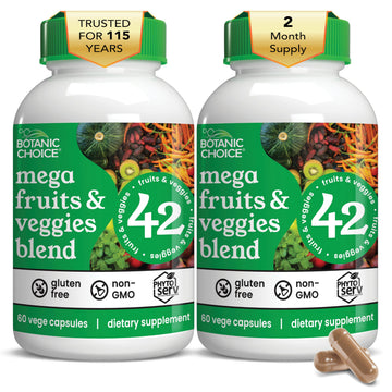 Botanic Choice Since 1910 - Mega Fruits & Veggies Blend - 42 Fruits and Vegetables - 2 Caps Daily - 60 Count Supplement - 2 Pack Botanic ChoiceBuy Supplements Australia