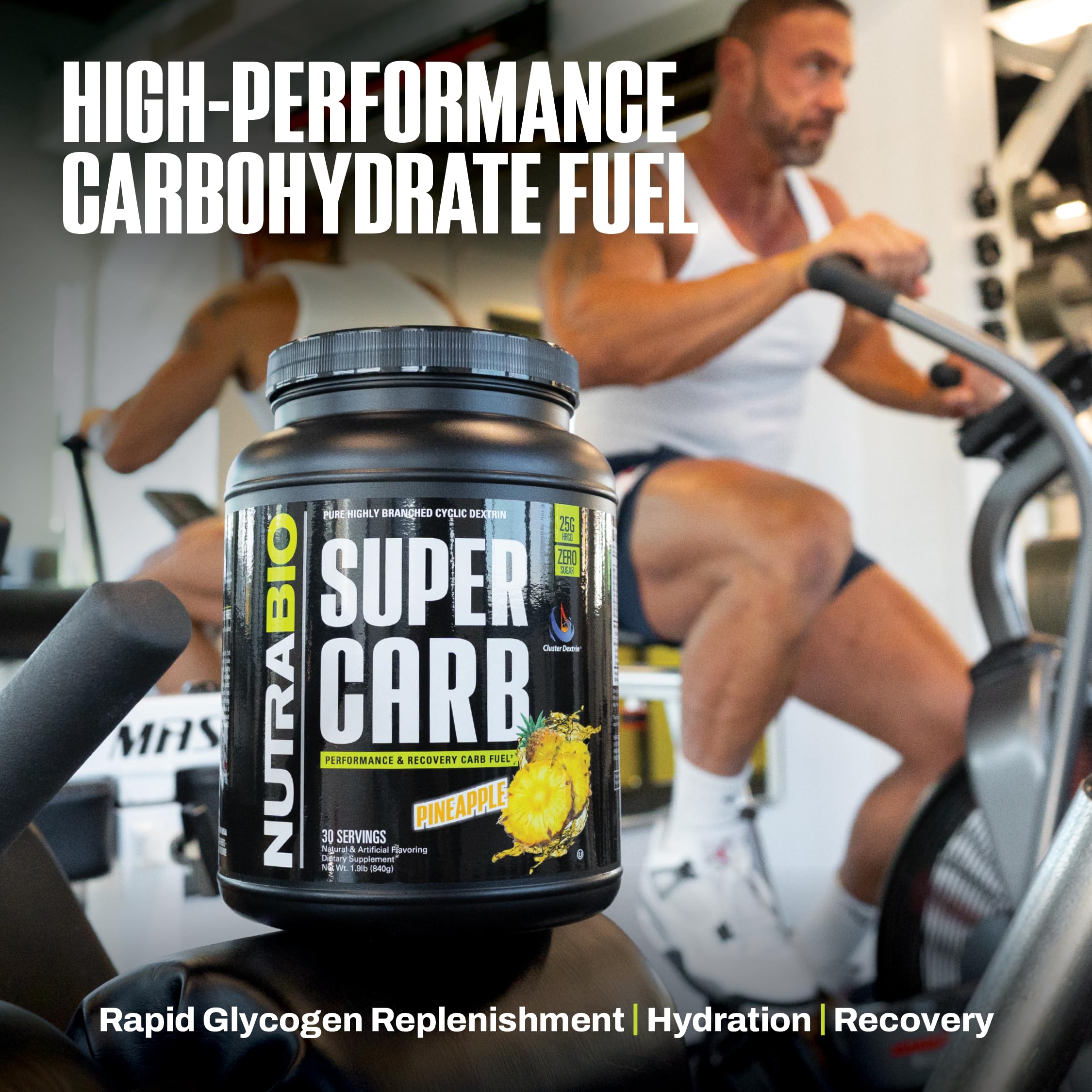 NutraBio Super Carb, Carbohydrate Powder with Cluster Dextrin & Electrolytes, Advanced Carb Supplement Powder for Workout Fuel, Performance, and Muscle Recovery, Cyclic Dextrin, Unflavored, 30 Sv