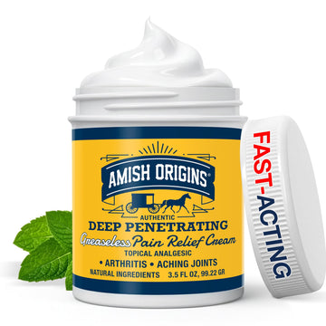 Amish Origins Arthritis Pain Relief Cream - 3.5 oz - Maximum Strength Deep Penetrating for Joint, Muscle, Knee, Back, Feet, Hand, Ankle, Aches, 1 Pack Amish OriginsBuy Supplements Australia