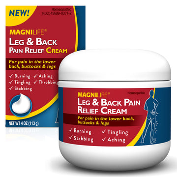 MagniLife Leg & Back Pain Relief Cream (4 oz), Topical Support for Leg Pain & Lower Back Discomfort, Fast Absorbing, No Residue, Mild Scent, Massage-in Formula MagniLifeBuy Supplements Australia
