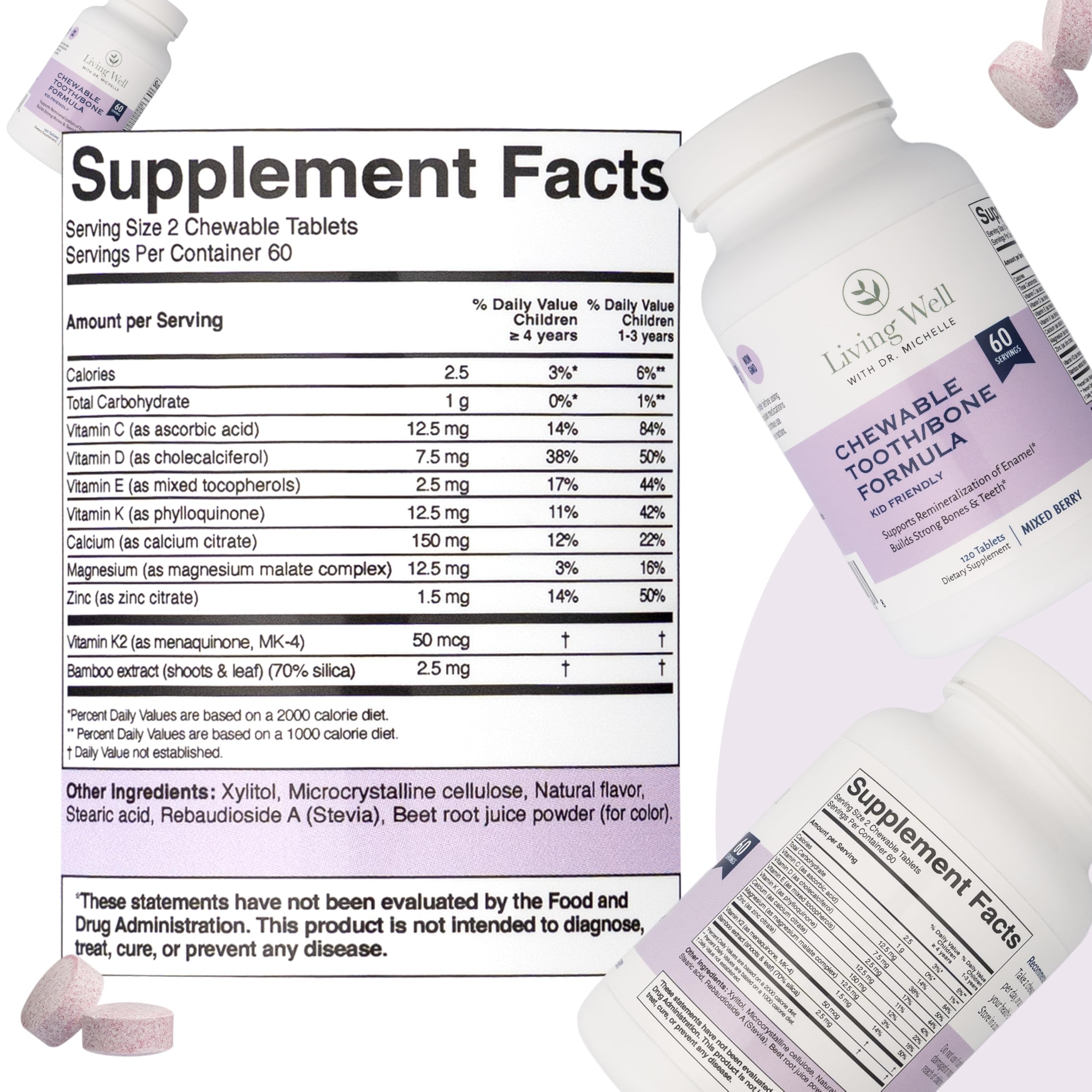 Kids Tooth & Bone Support Bundle | Chewable Calcium + D3 K2 & Liquid Vitamin D Supplement | Dentist-Developed | Strong Teeth, Enamel & Bone Health for Kids | Fluoride-Free, Non-GMO, Gluten-Free Living Well with Dr. Michelle buy supplements Au