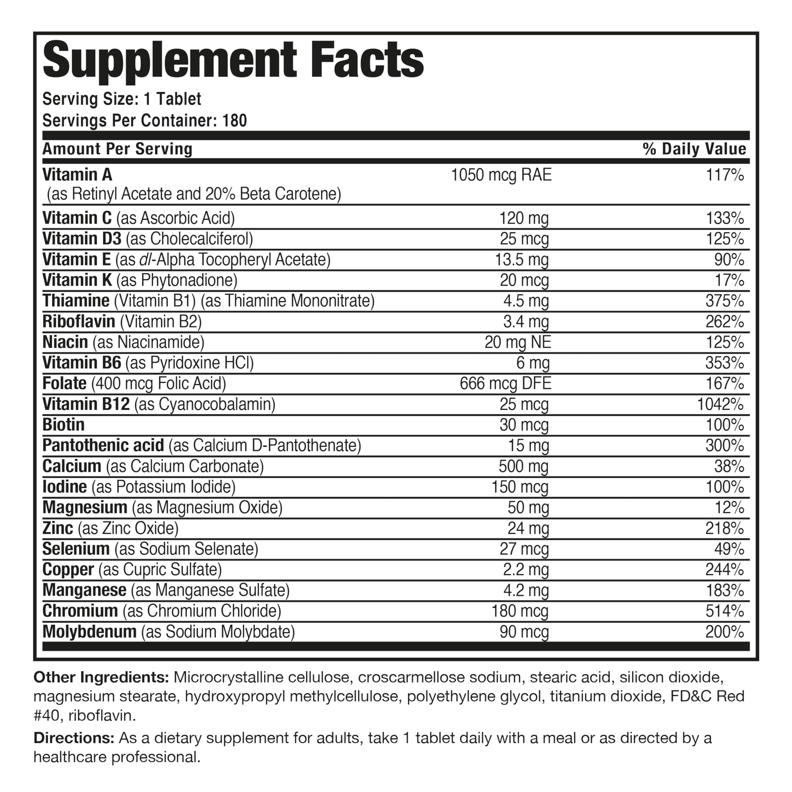 Bronson ONE Daily Women’s 50+ Complete Multivitamin Multimineral, 180 Tablets