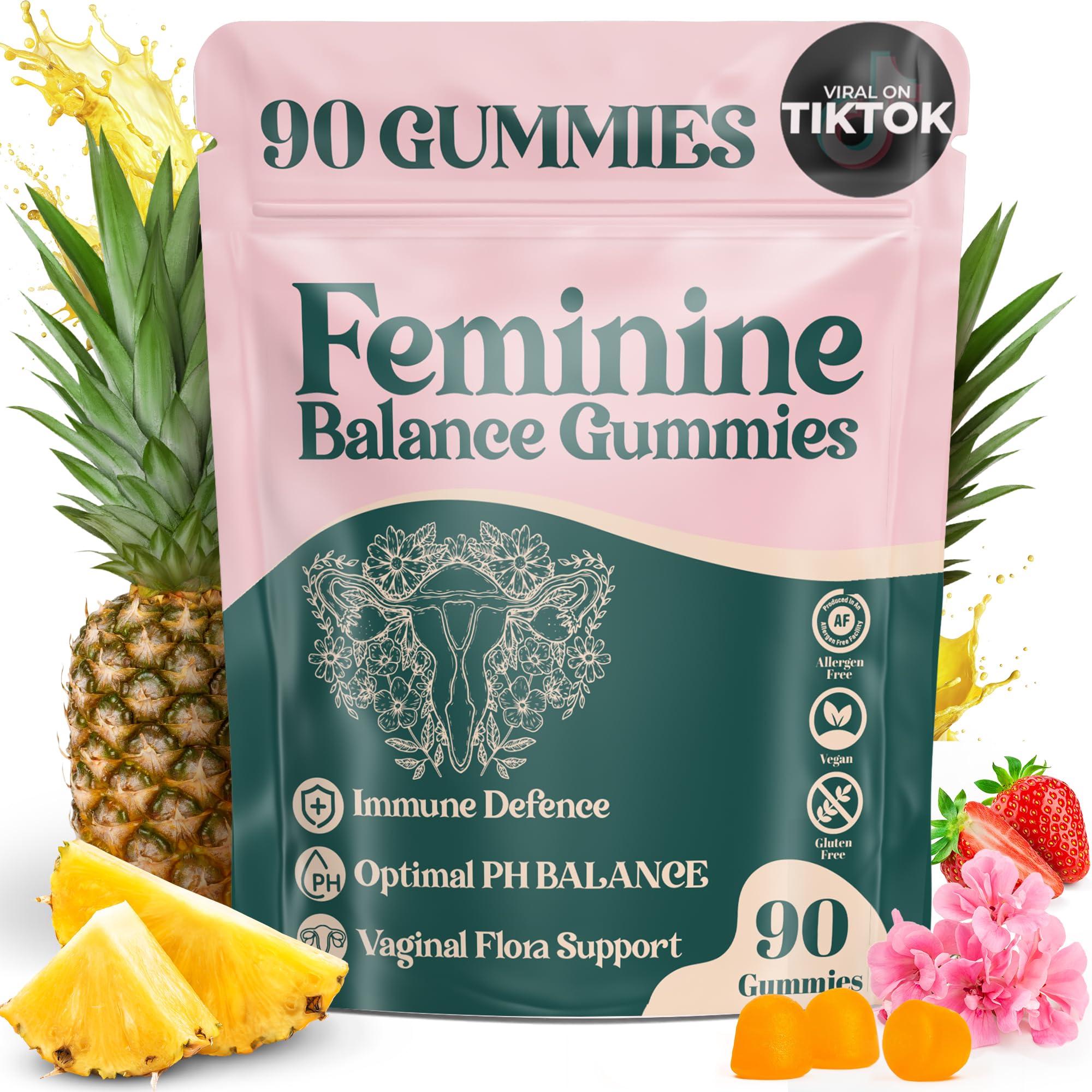 ORGANIC UPLIFT Premium Feminine Balance Gummies - for Women’s Health & Wellness - Immune Support - Vegan, Gluten-Free - Hawaiian Pineapple - 90 Gummies - 45 Servings ORGANIC UPLIFTBuy Supplements Australia