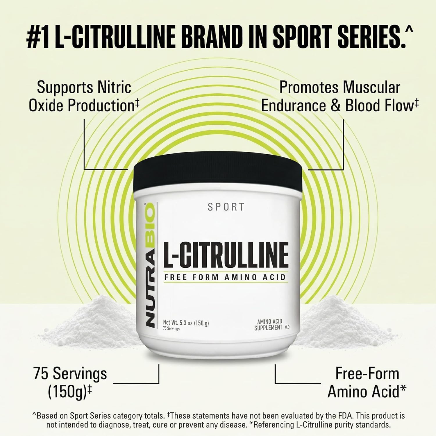 NutraBio L-Citrulline, Free Form Amino Acid, 5.3 oz (150 g)