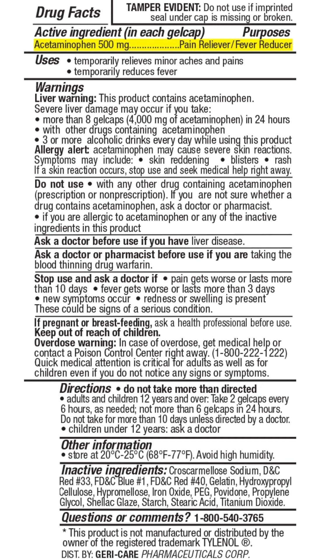 MedRite Acetaminophen 500mg Extra Strength - 100 Rapid Release Gelcaps - Over-The-Counter Medication MedRiteBuy Supplements Australia